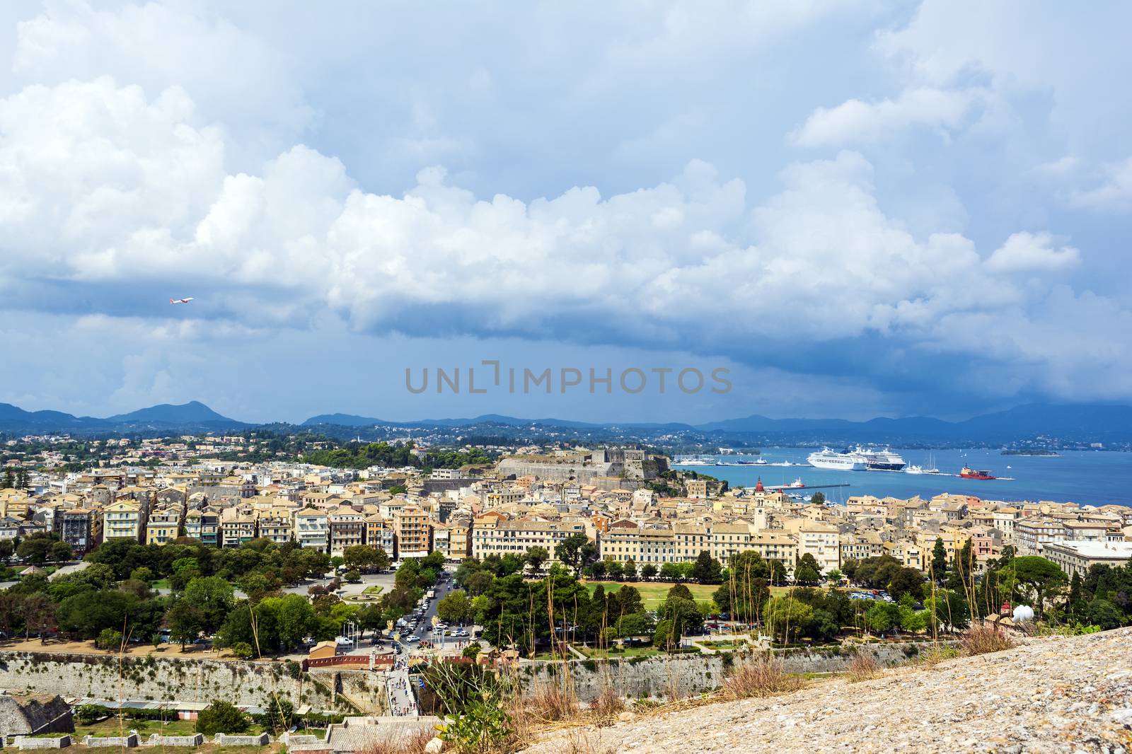 A picturesque view of the city of Corfu from the fortress of the Corfu town. Greece. by ankarb