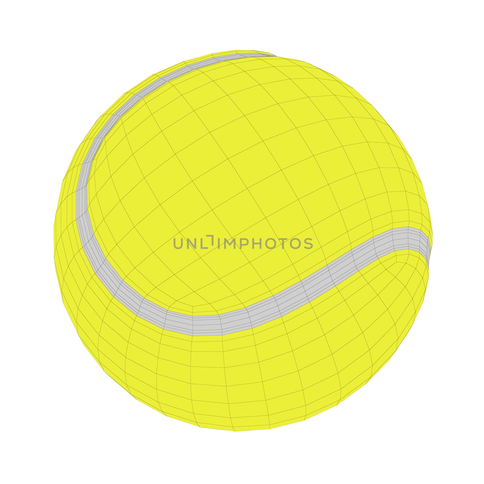 3D wire-frame model of tennis ball on white background