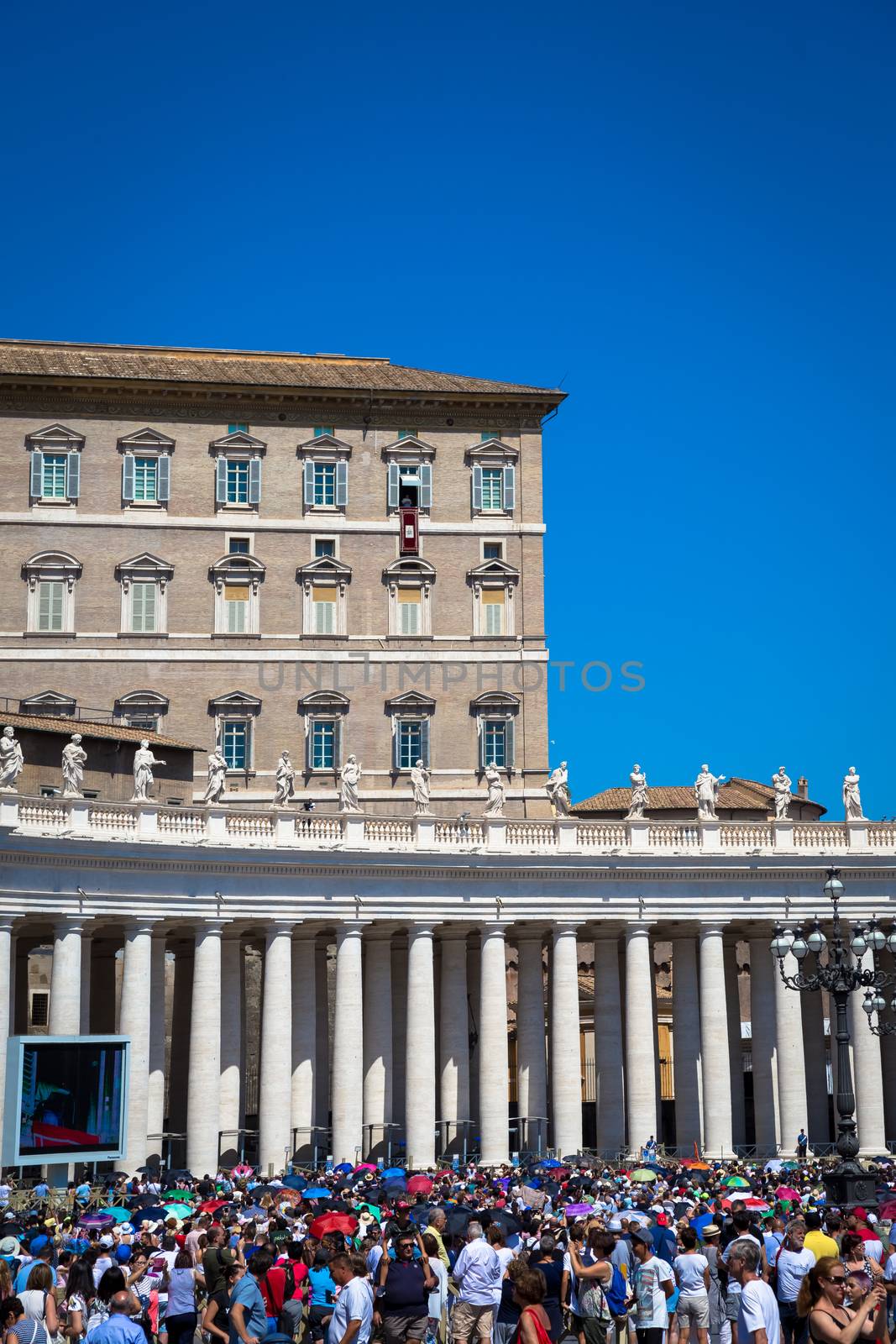 ROME, VATICAN STATE - AUGUST 19, 2018: Pope Francis on Sunday during the Angelus prayer in Saint Peter Square