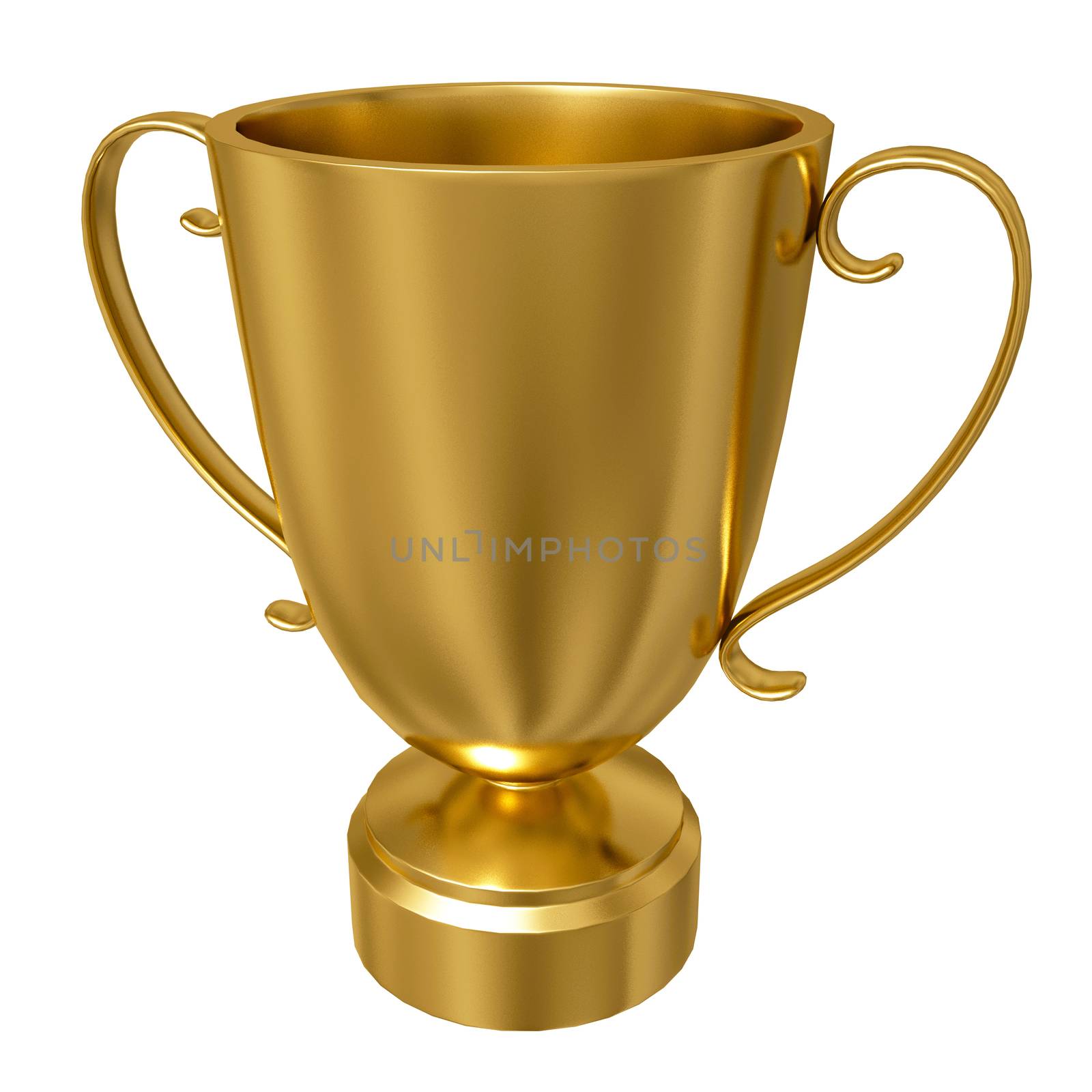 Gold trophy cup isolated against a white background
