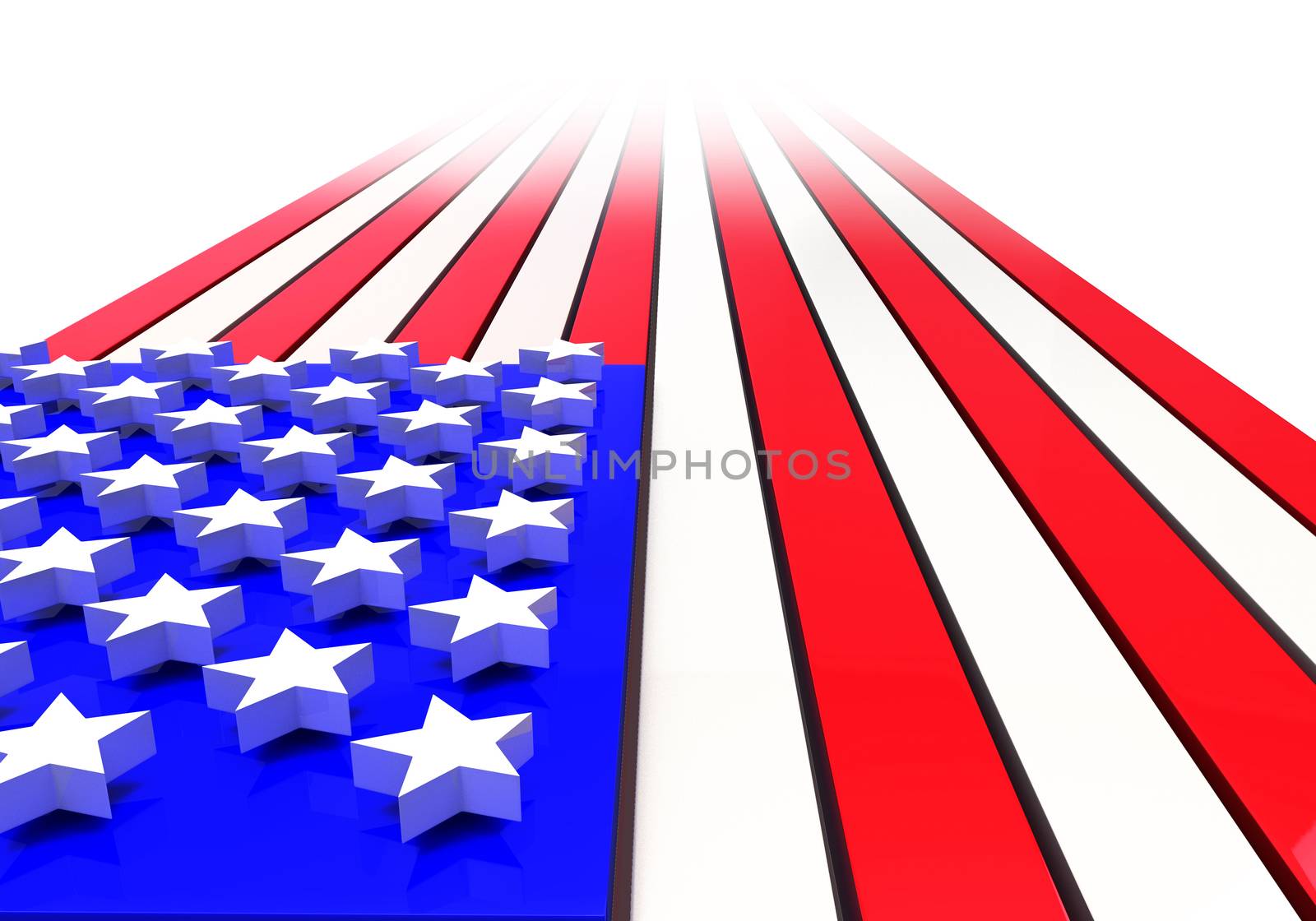 3D Rendering of American Flag in Strong Perspective Disappearing by Balefire9
