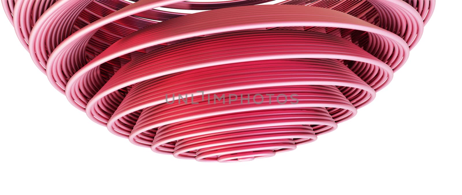 Abstract pink spiral sphere. Isolated on white background. 3D illustration