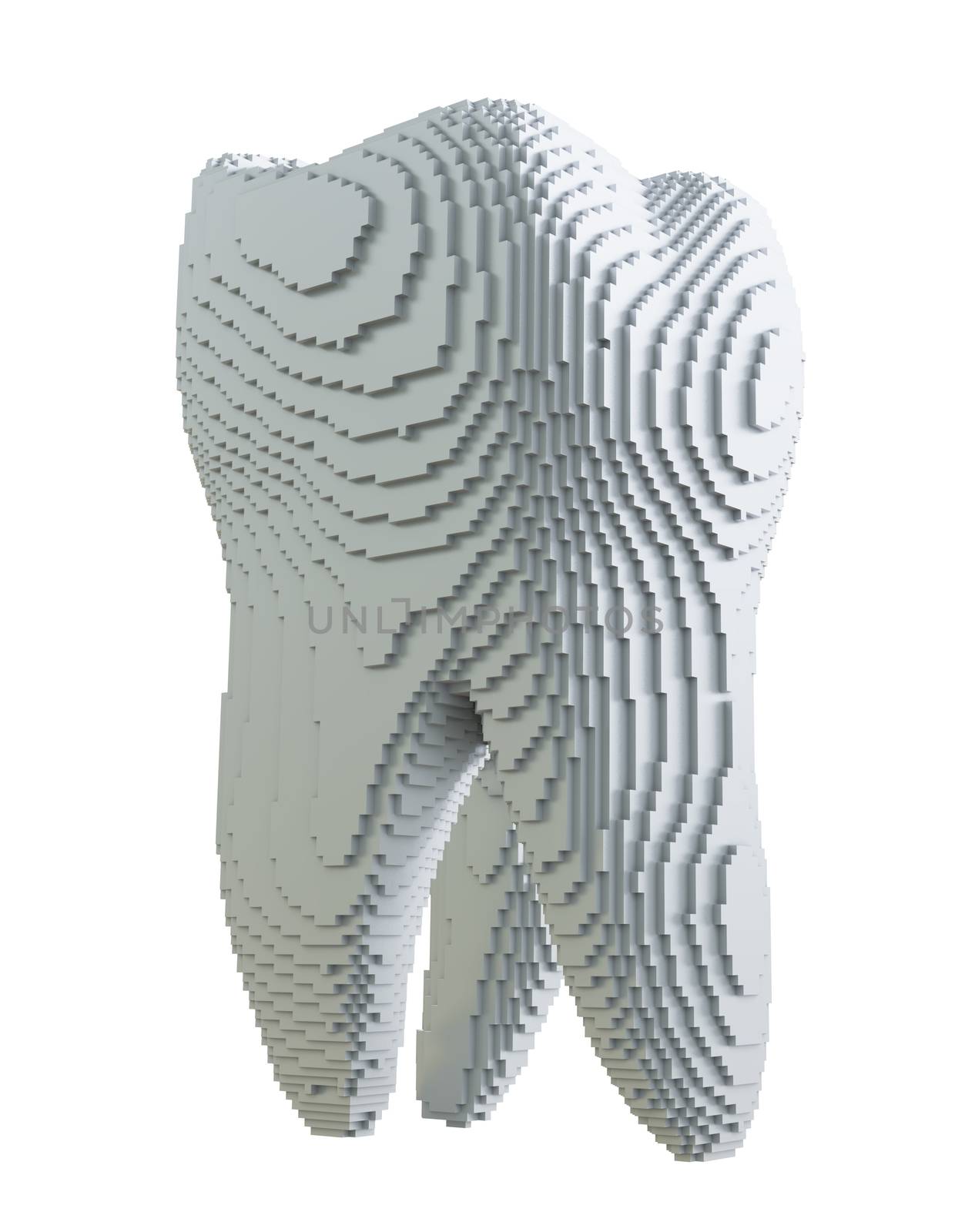 3d printed tooth isolated on white background. 3D illustration