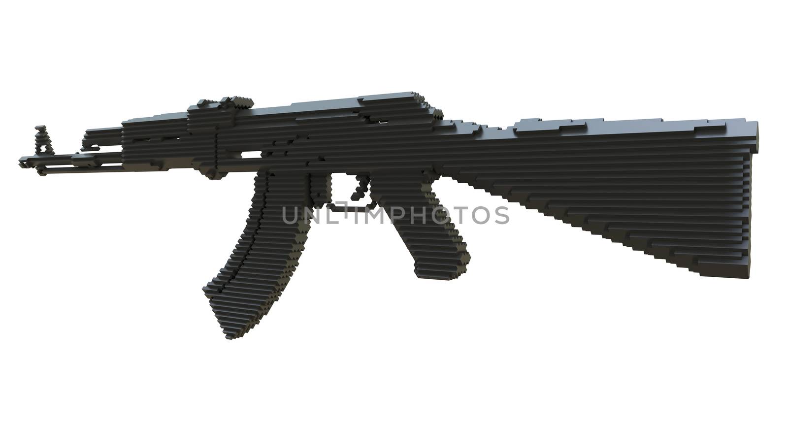 3d printed machine gun isolated on white background. 3D illustration