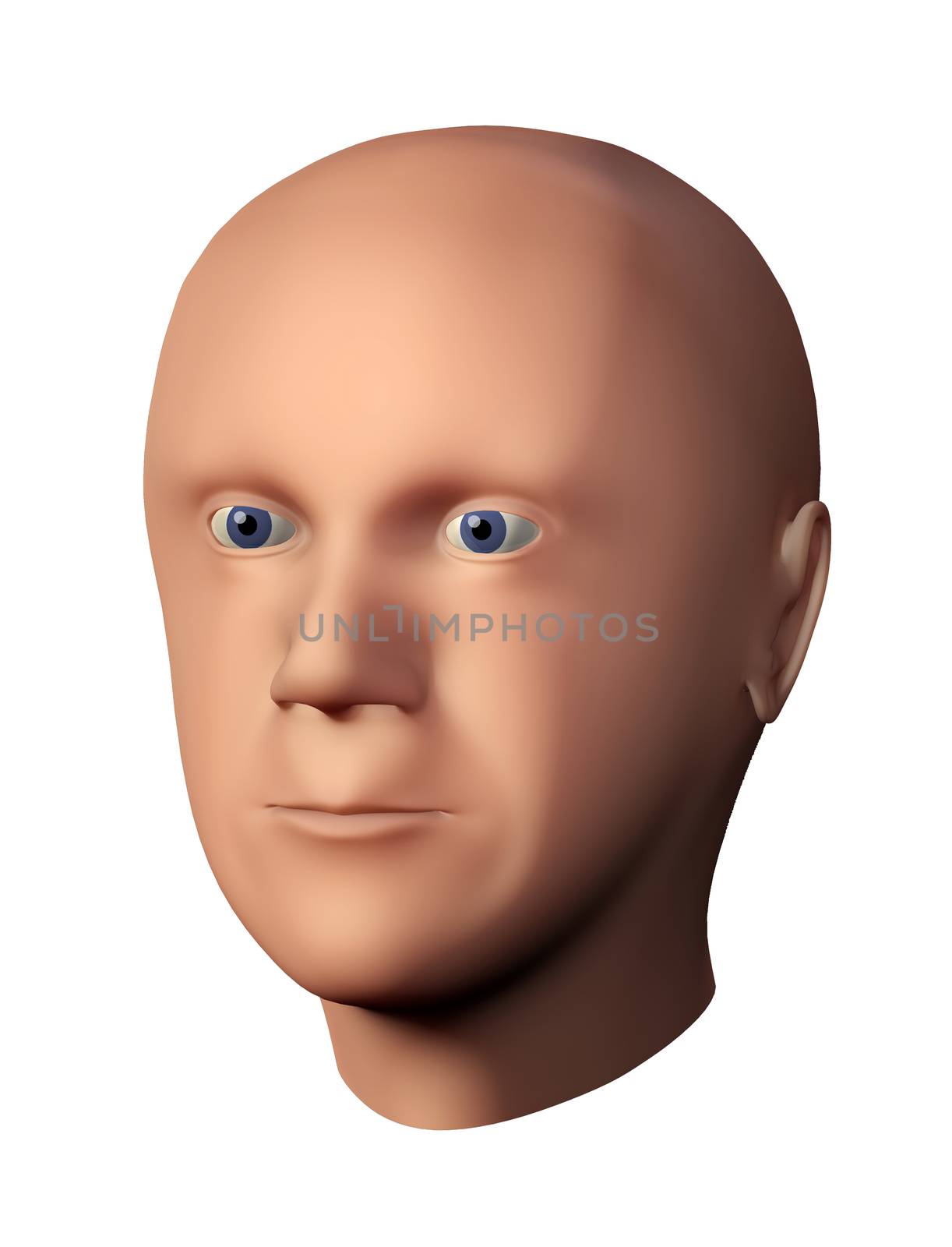 3D rendering of a male head without hair isolated against white by Balefire9