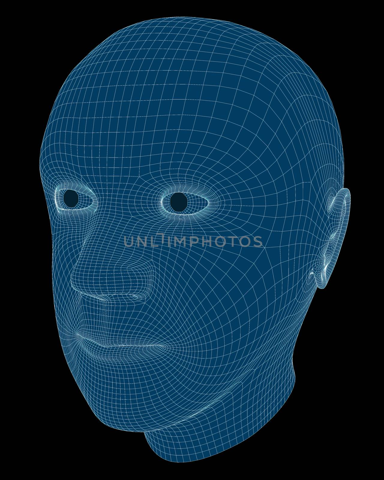 Wireframe Rendering of a Man's Head by Balefire9