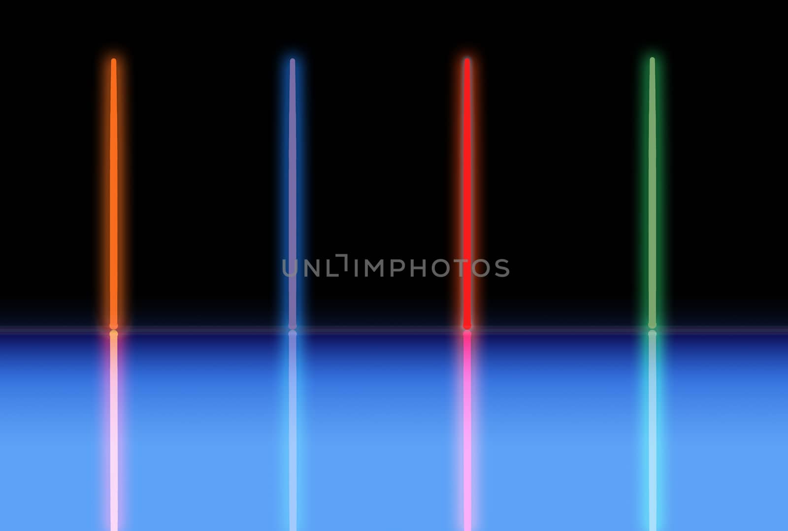 red green and blue neon vertical  lights with black background