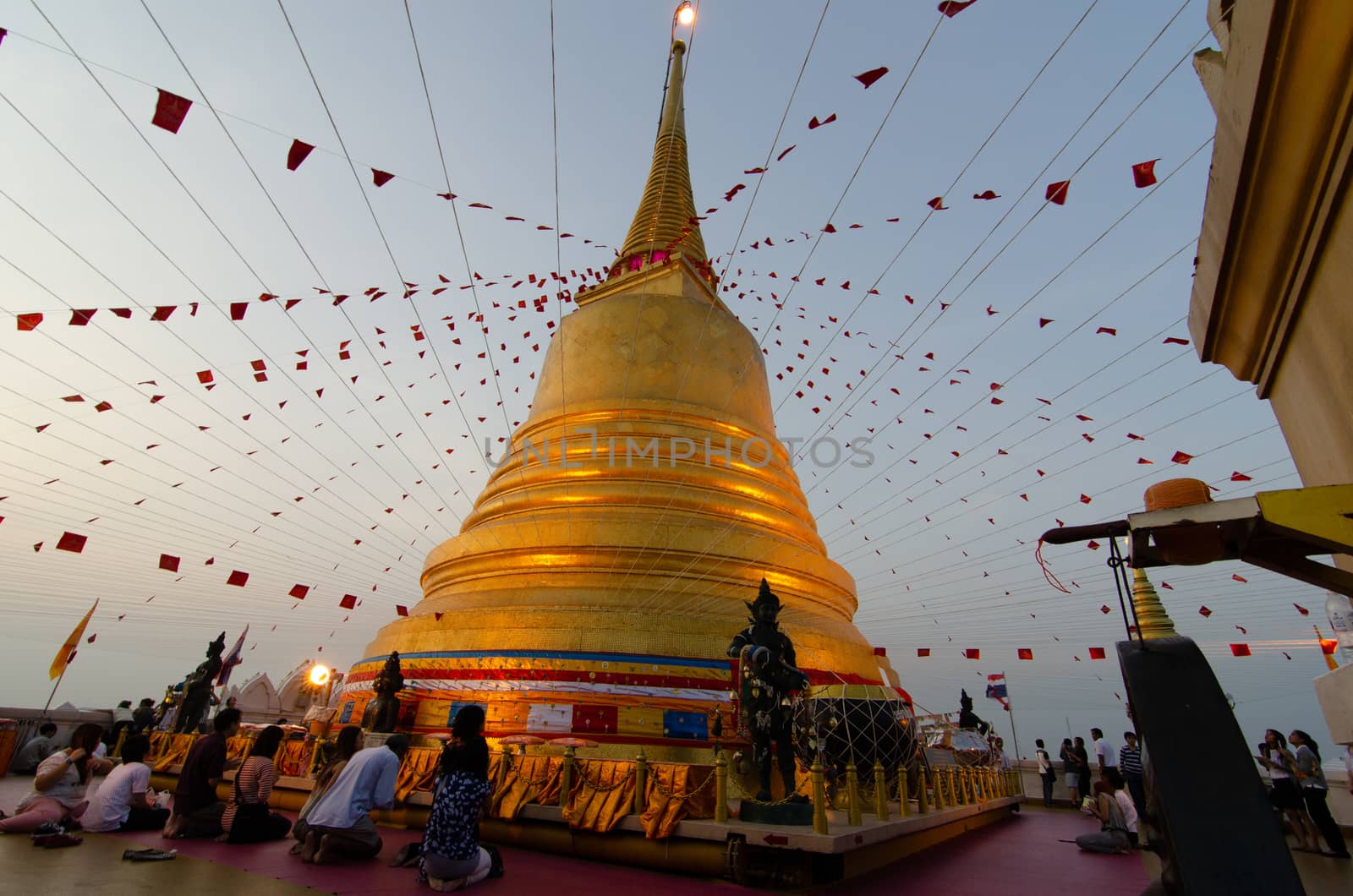 Phukhao Thong Temple  on the night