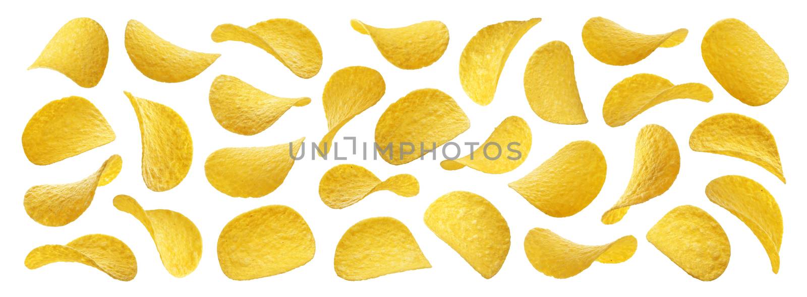 Potato chips isolated on white background, collection by xamtiw