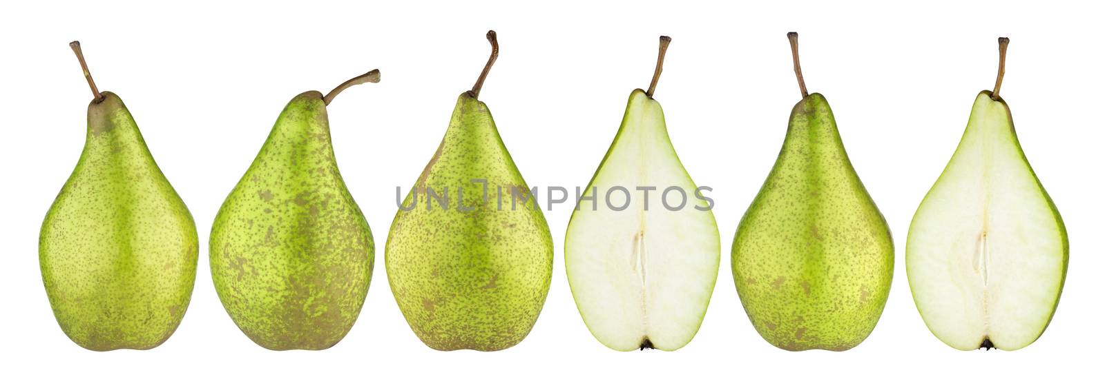 Pear isolated. Green conference pears isolated on white background. With clipping path. Collection.