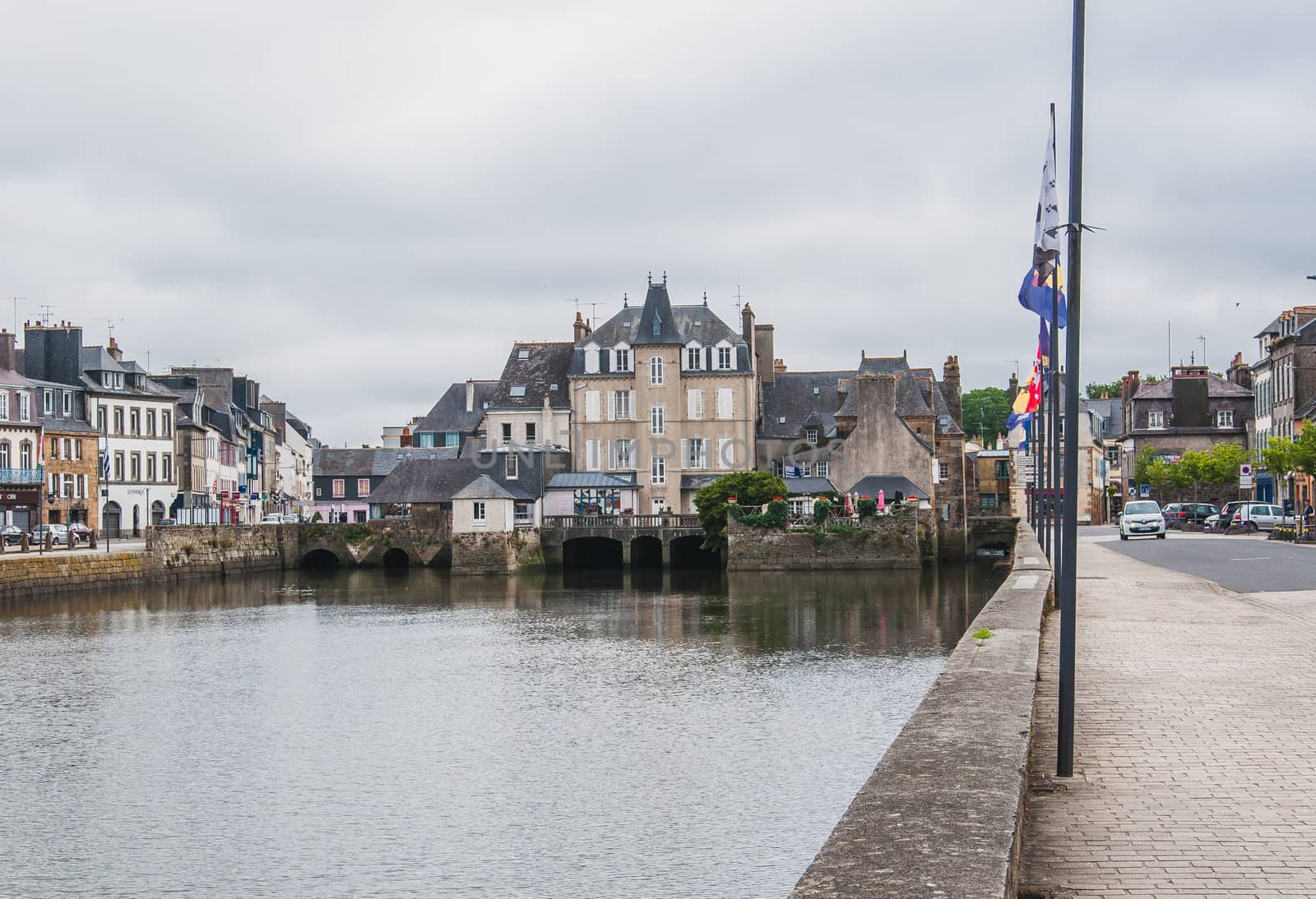 Downtown Landerneau in Finistère, France