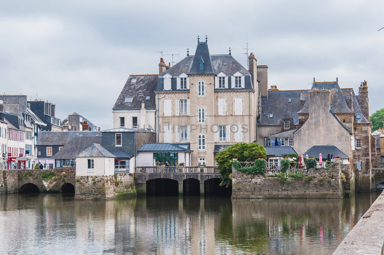 Downtown Landerneau in Finistère, France