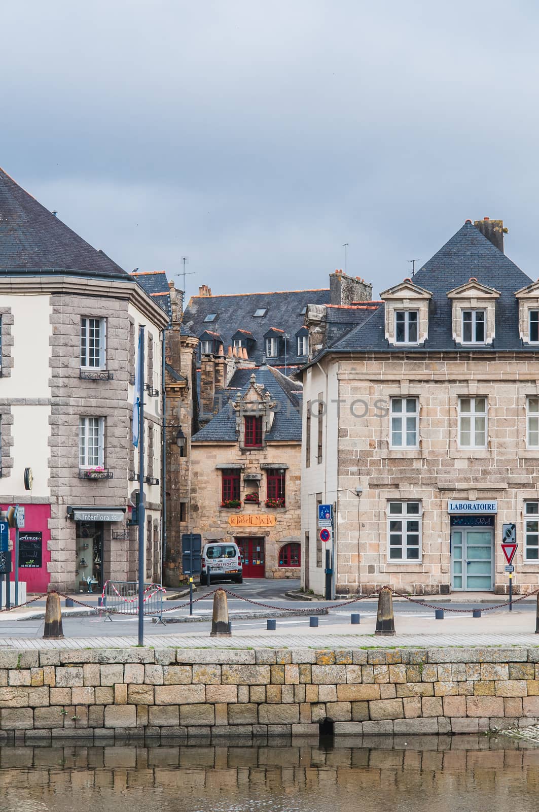 Downtown Landerneau in Finistère, France