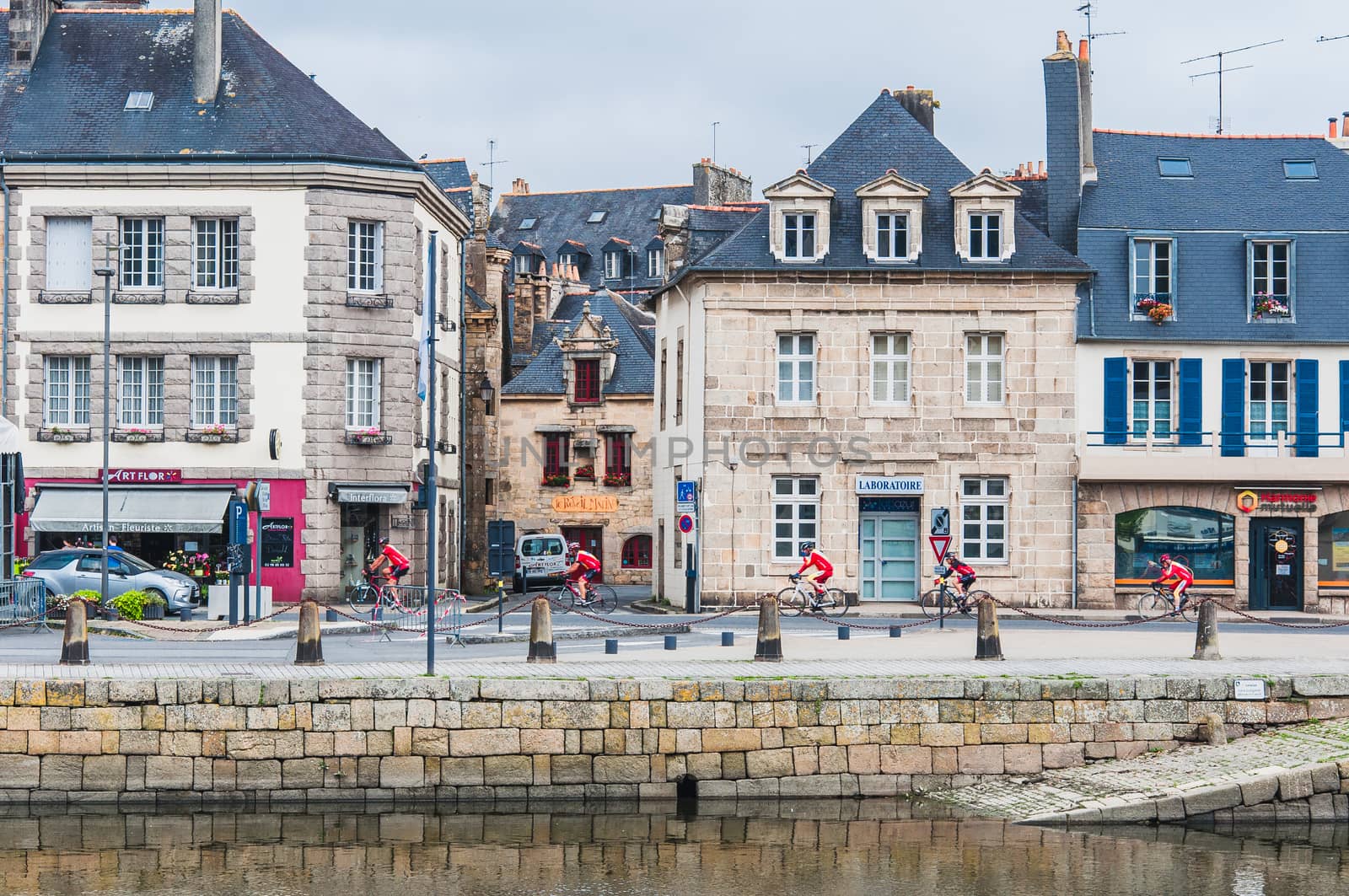 Downtown Landerneau in Finistère, France