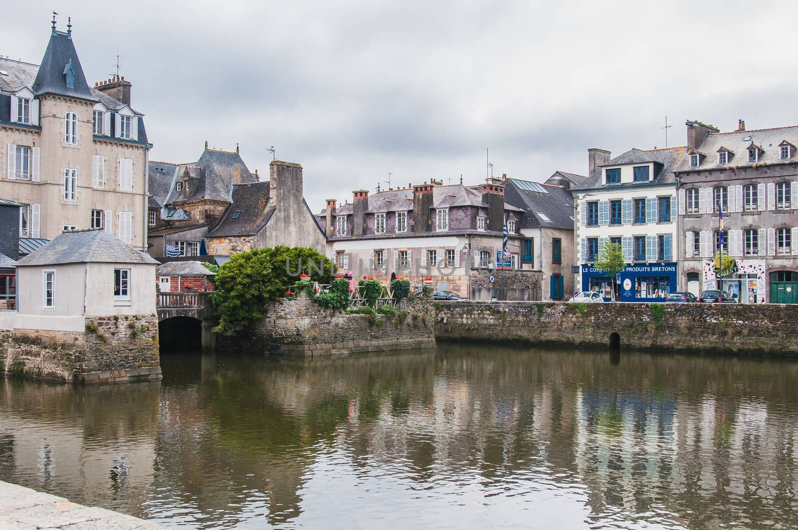 Downtown Landerneau in Finistère, France