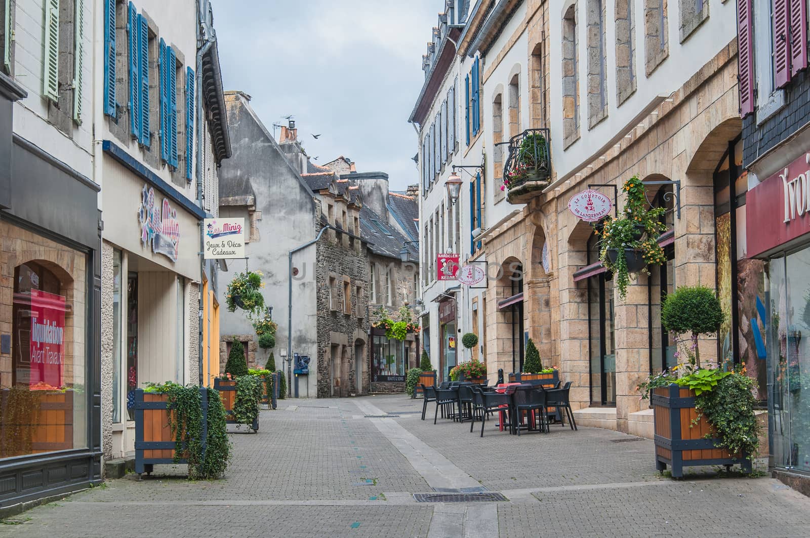 Downtown Landerneau in Finistère, France