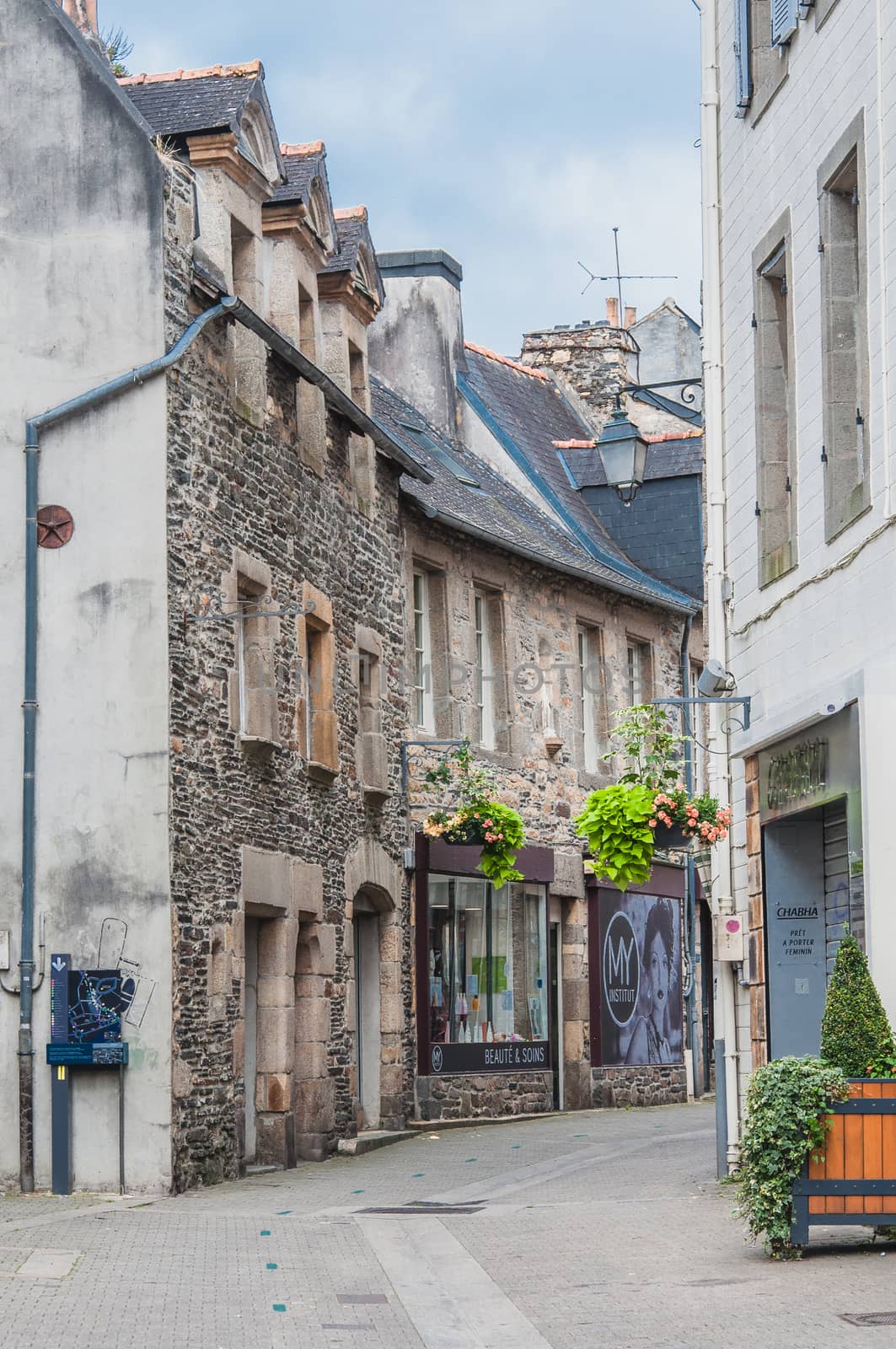 Downtown Landerneau in Finistère, France