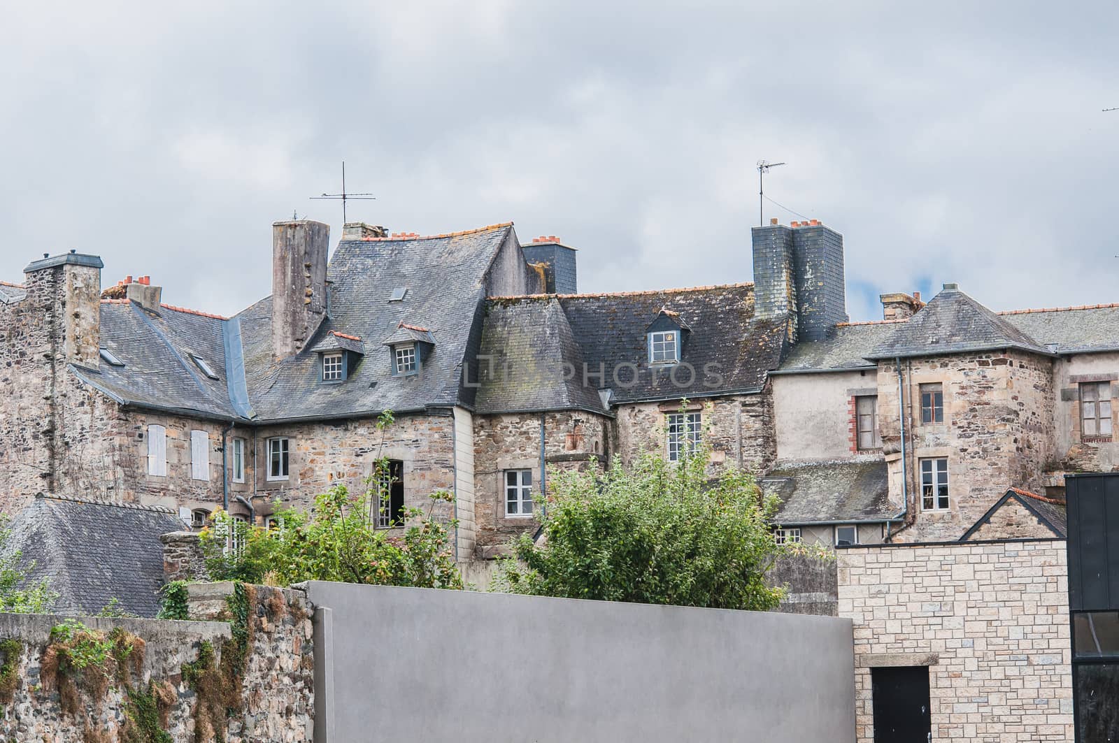 Downtown Landerneau in Finistère, France