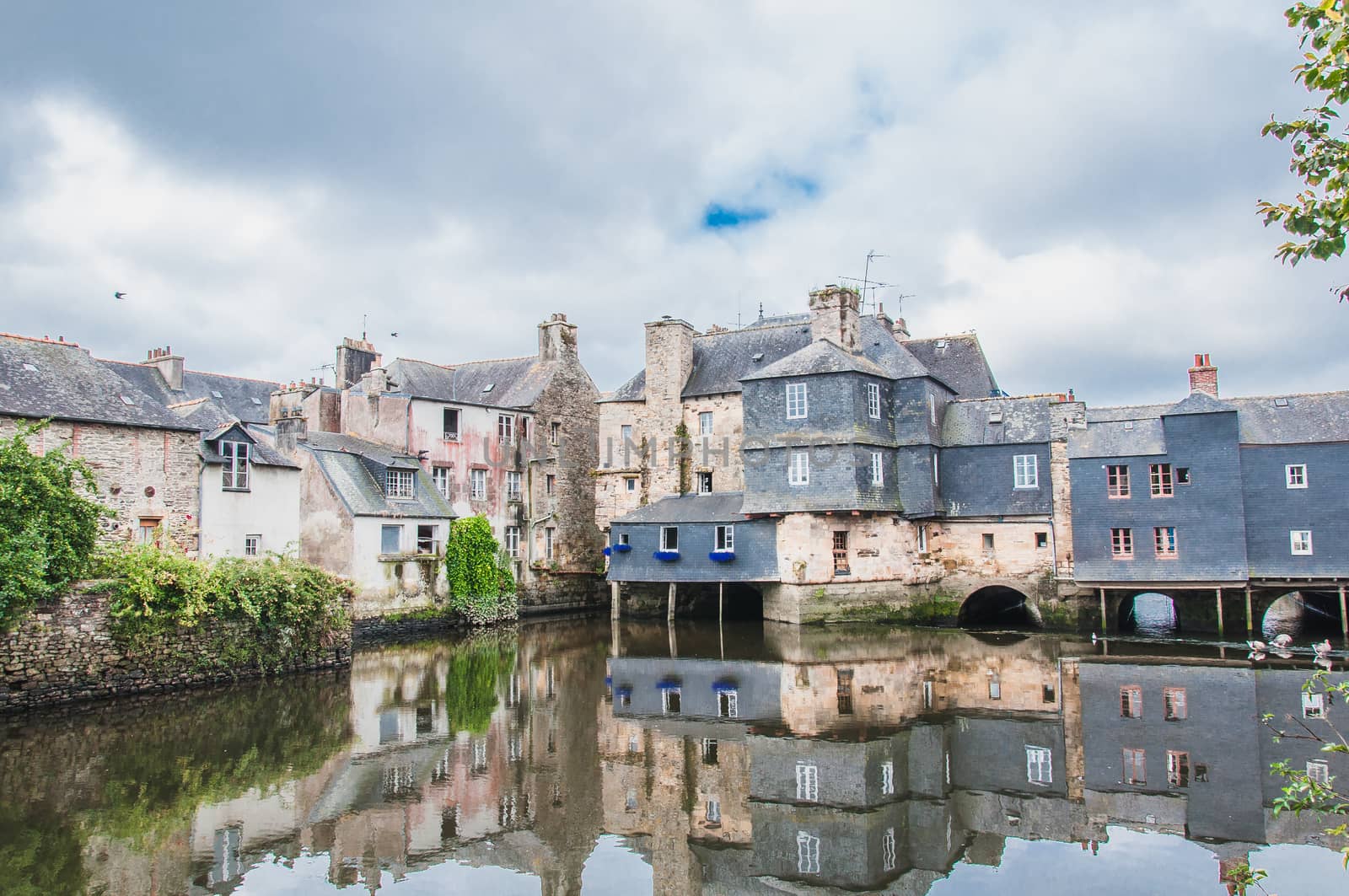 Rohan bridge in the city center of Landerneau in the Finistère in France