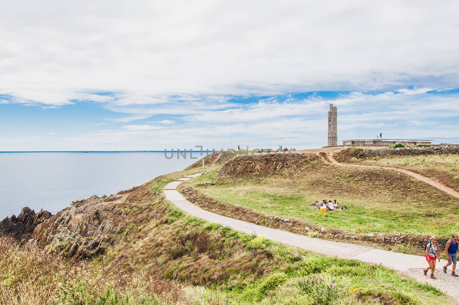 Saint-Mathieu lighthouse and former abbey at Pointe Saint-Mathieu in Plougonvelin, Finistère, France