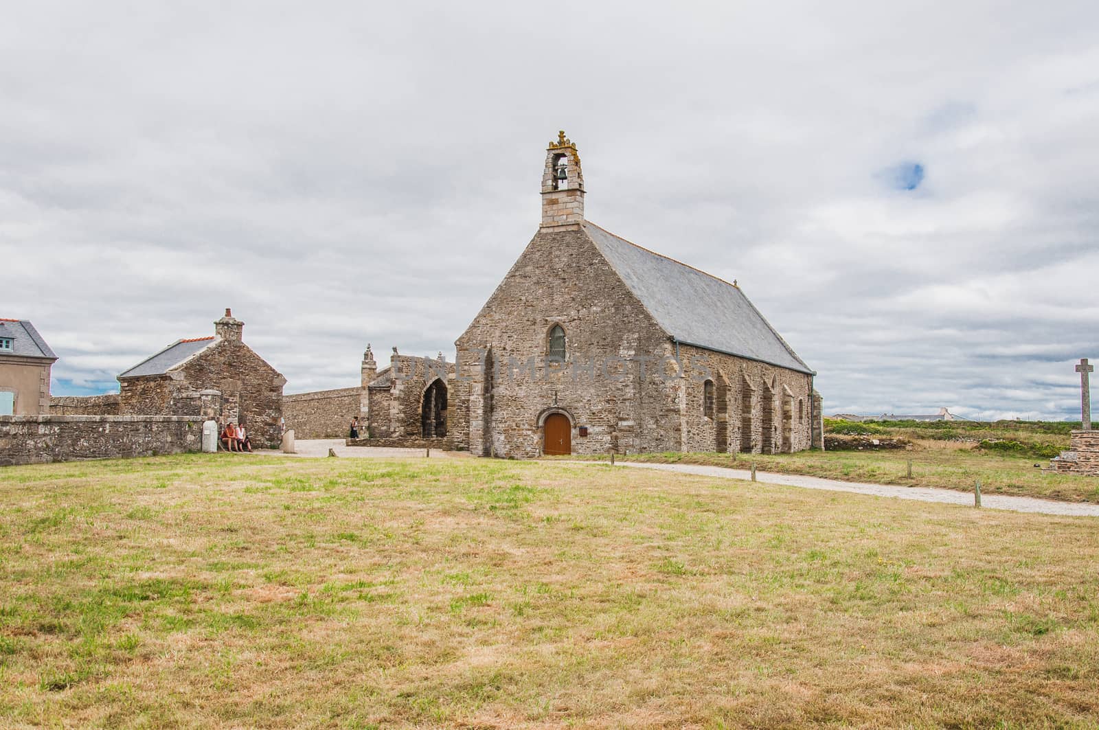 Saint-Mathieu lighthouse and former abbey at Pointe Saint-Mathieu in Plougonvelin, Finistère, France
