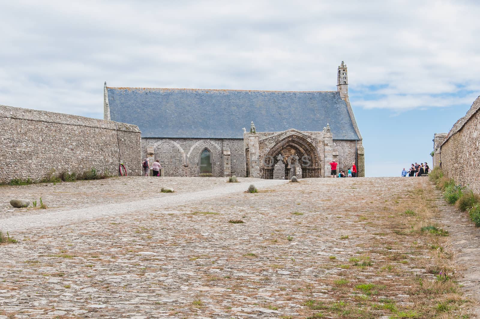 Saint-Mathieu lighthouse and former abbey at Pointe Saint-Mathieu in Plougonvelin, Finistère, France