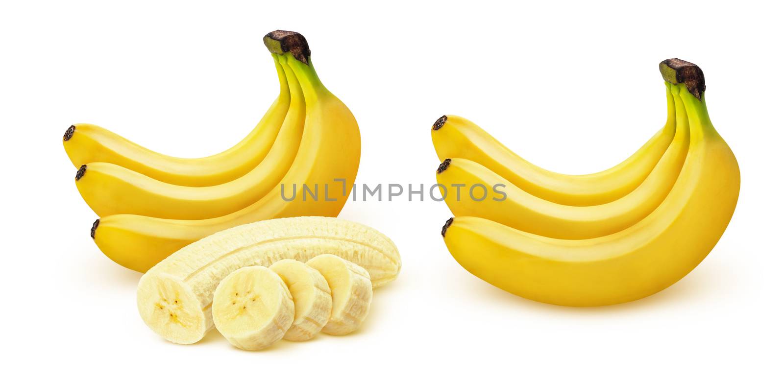 Banana. Bunch of bananas isolated on white background with clipping path