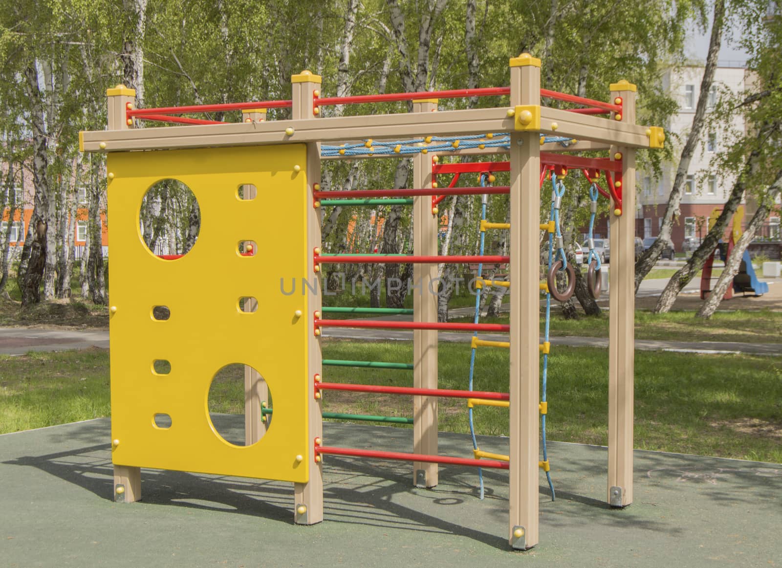 Colorful children's Playground in the Park. Summer, vacation nobody