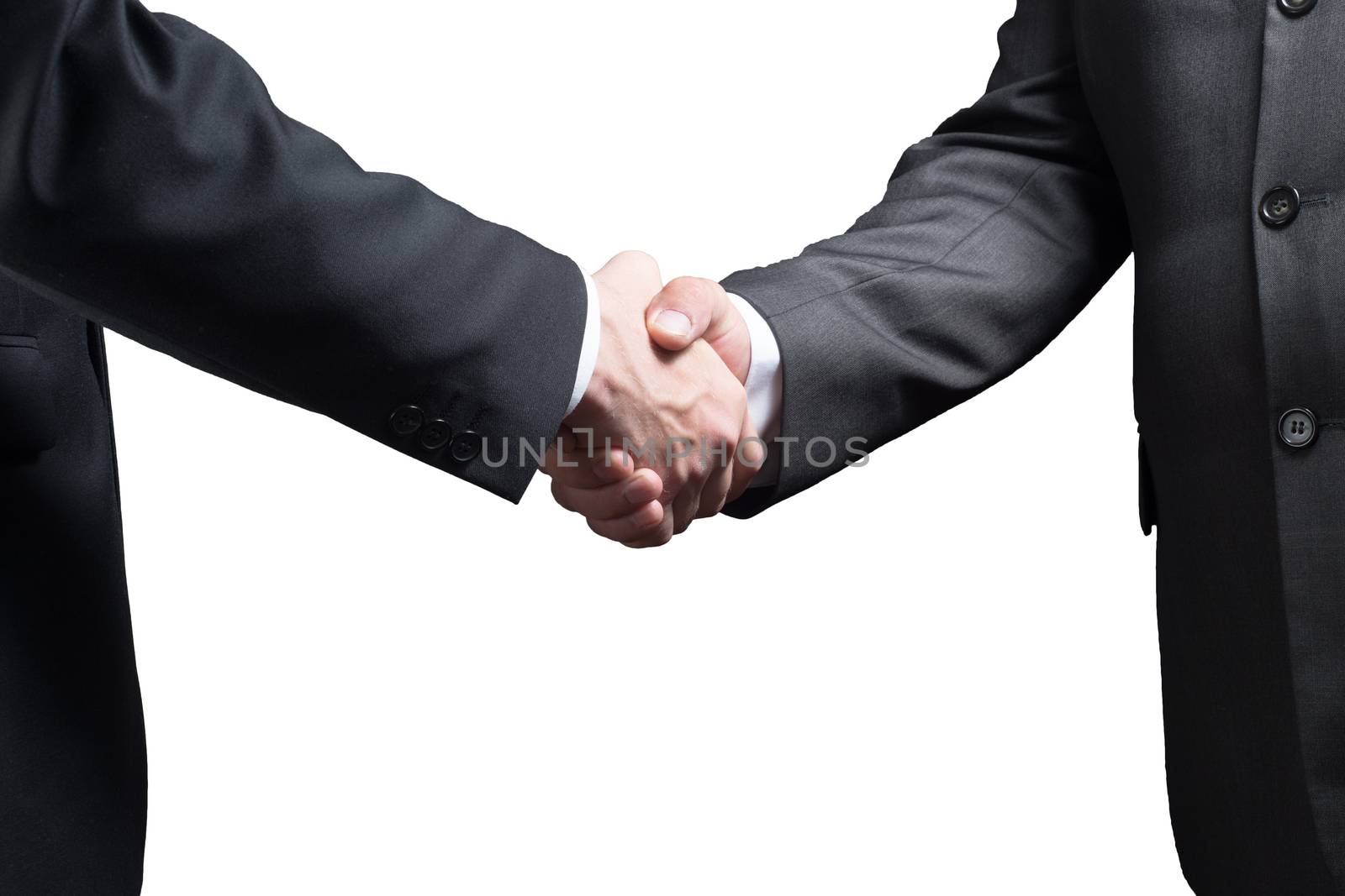 handshake of two business men isolated on white background.