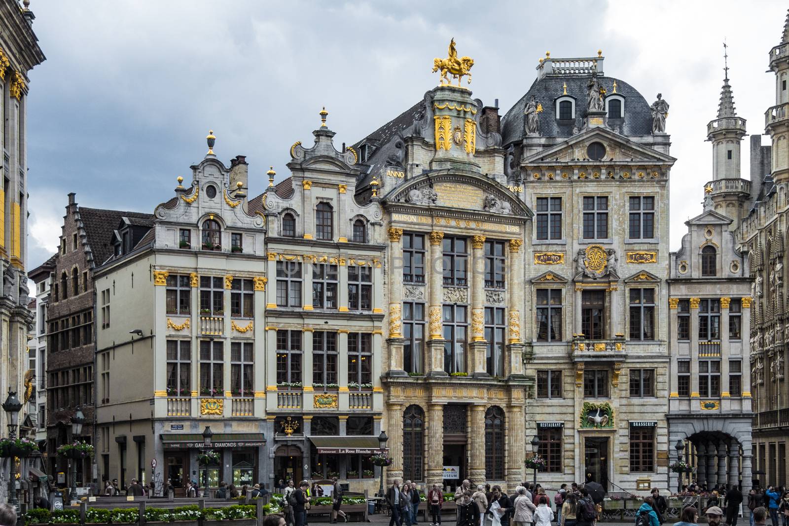 Old Golden Buildings at the Grand Place in Brussels by MXW_Stock