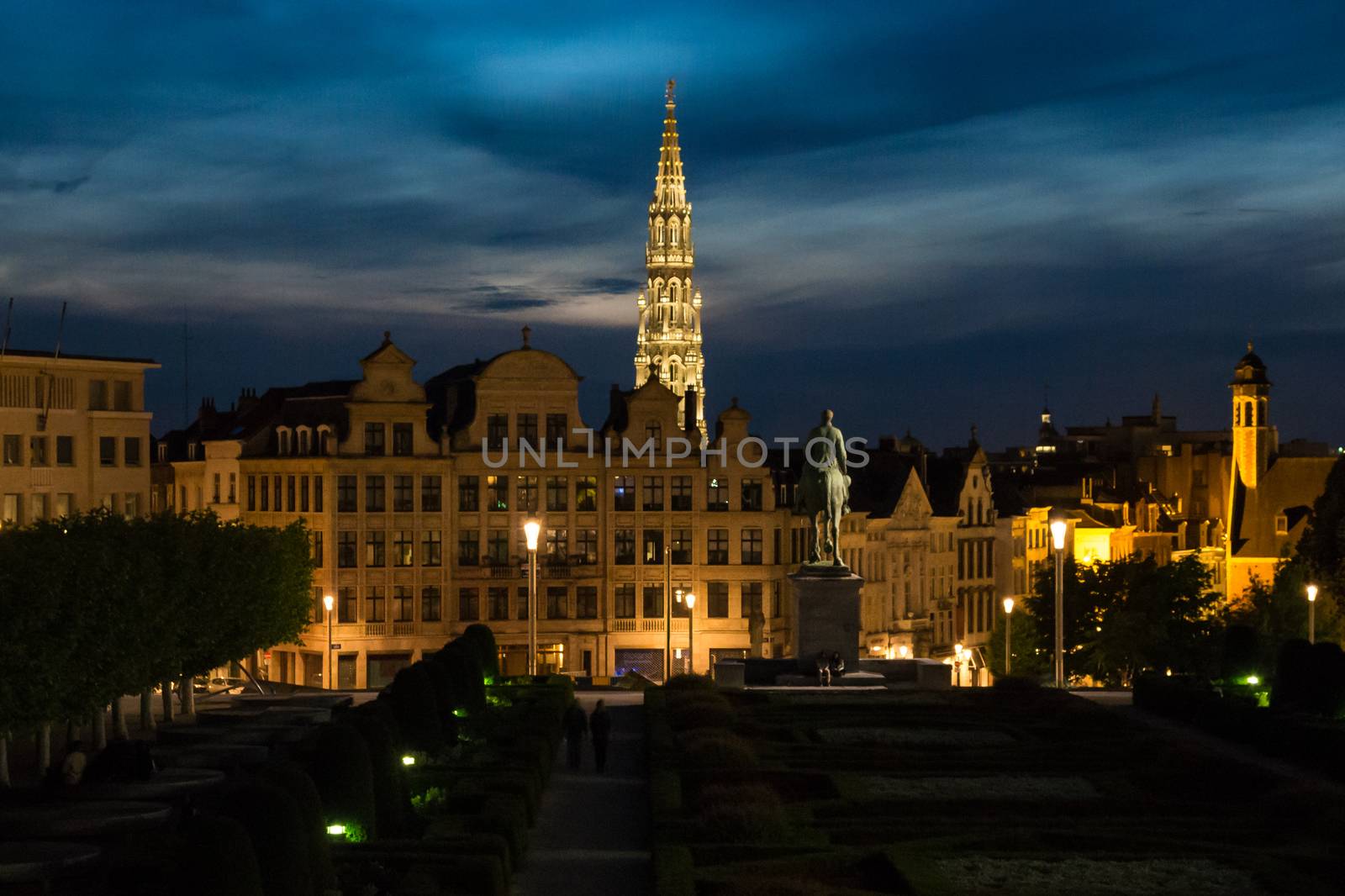 View of the city hall of Brussels at nightfall by MXW_Stock