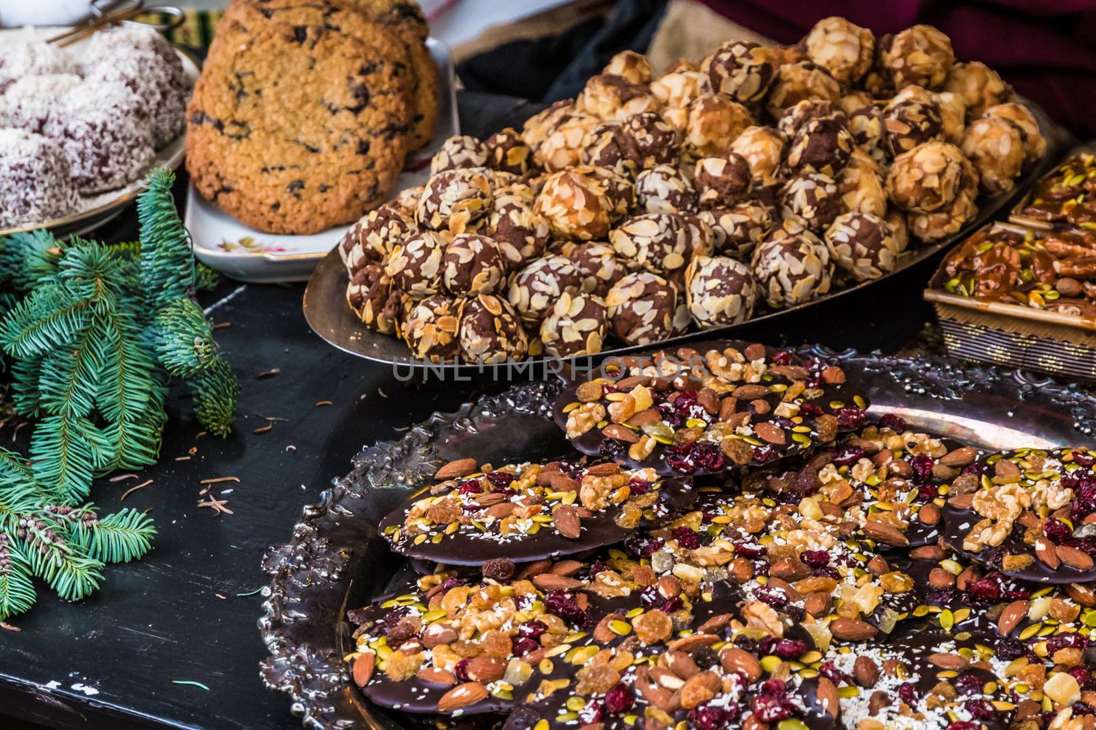 Cookies, pastries, cakes, biscuits at swedish street food market