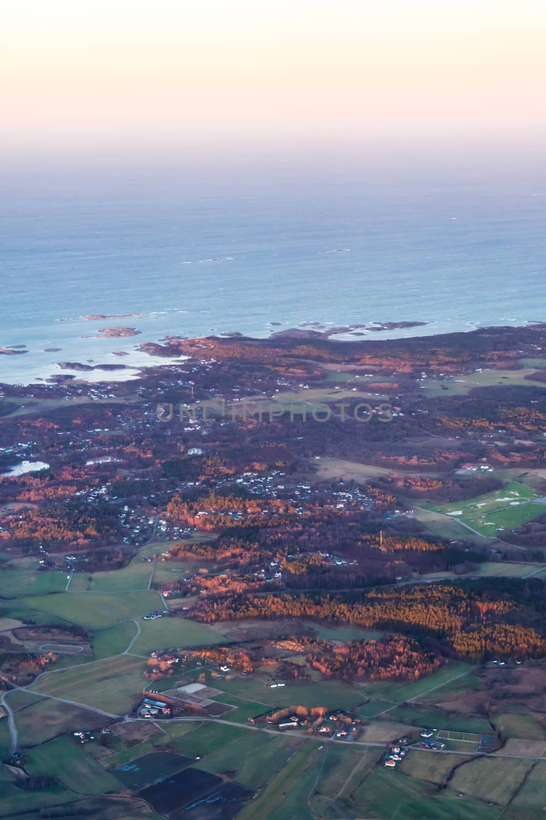 View of the coast of Sweden Northern Sea, Aircraft view