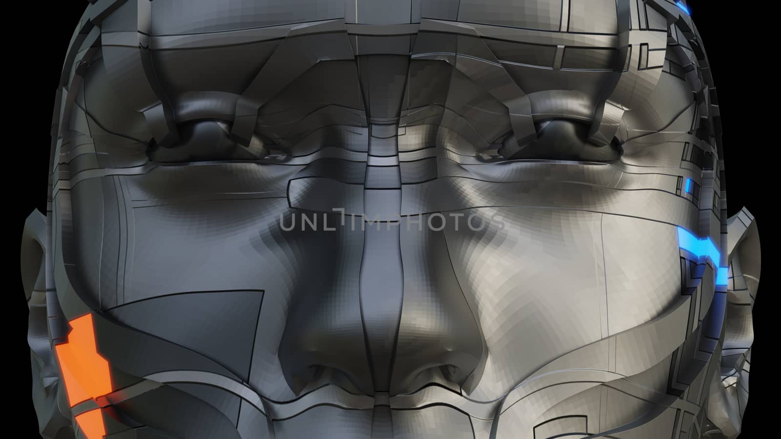 Face of futuristic robot of dark color by cherezoff