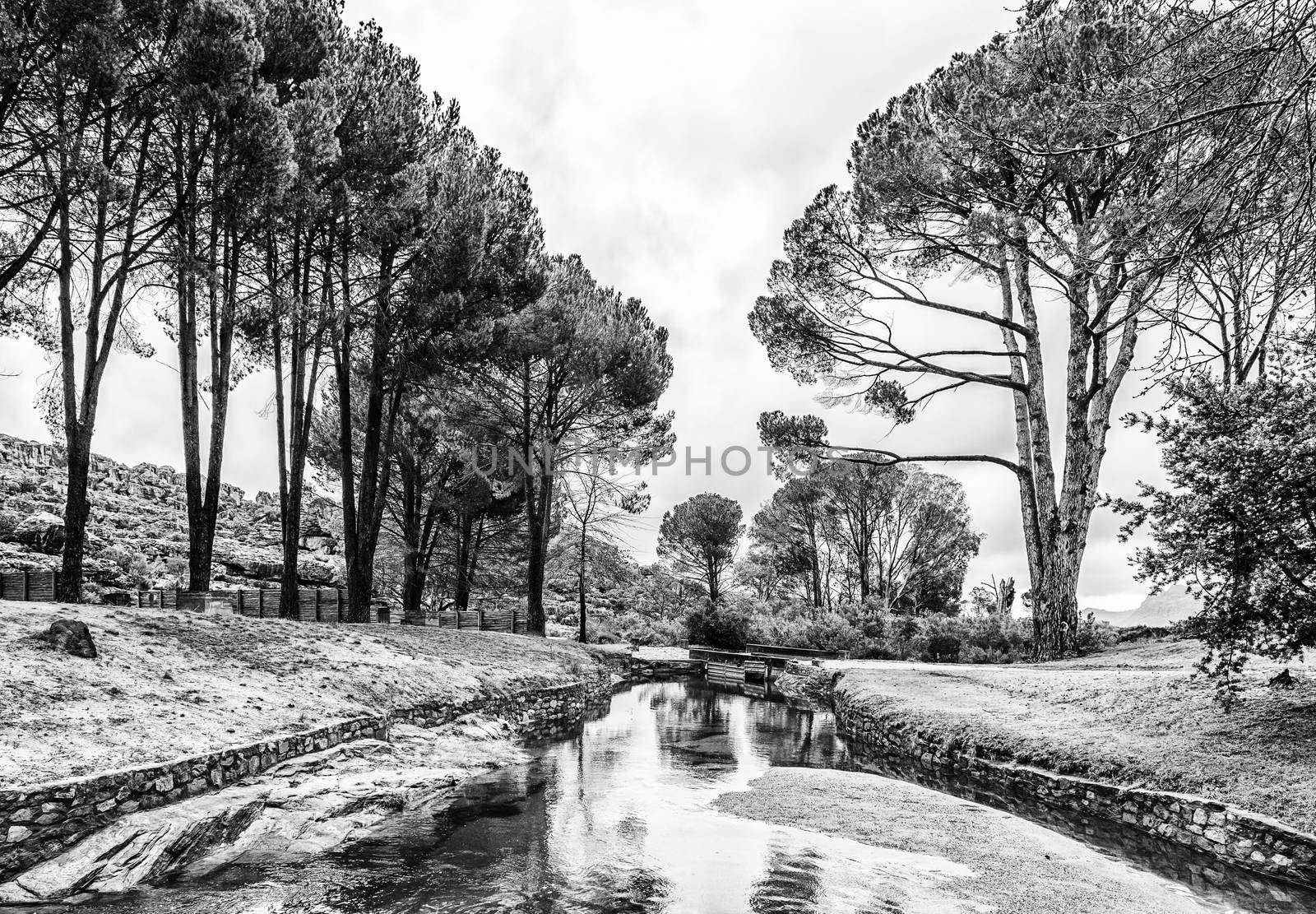 The Kliphuis Campsite on the Pakhuis Pass in the Cederberg Mountains of the Western Cape Province. Monochrome