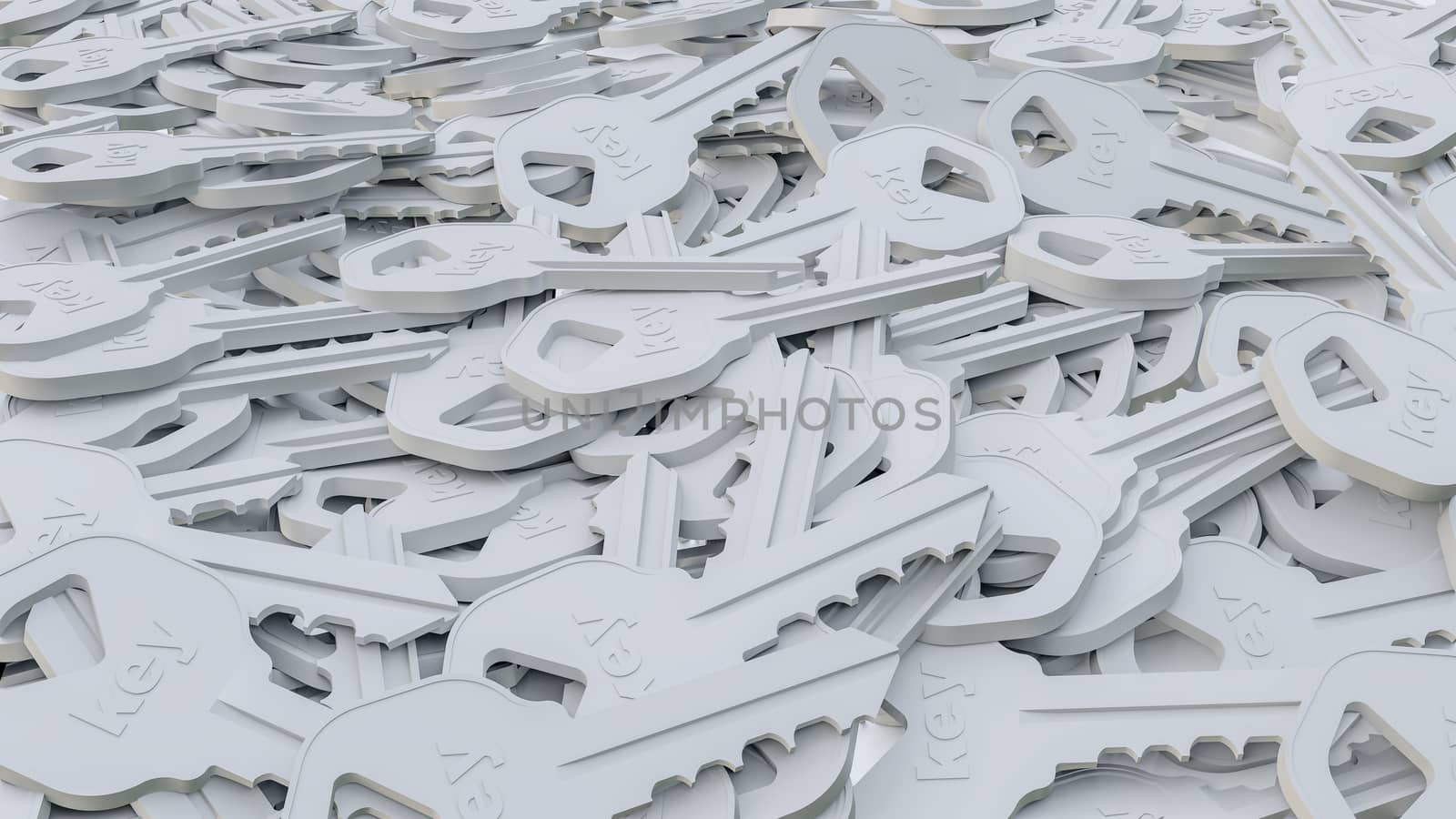 Abstract background of white keys. 3d illustration