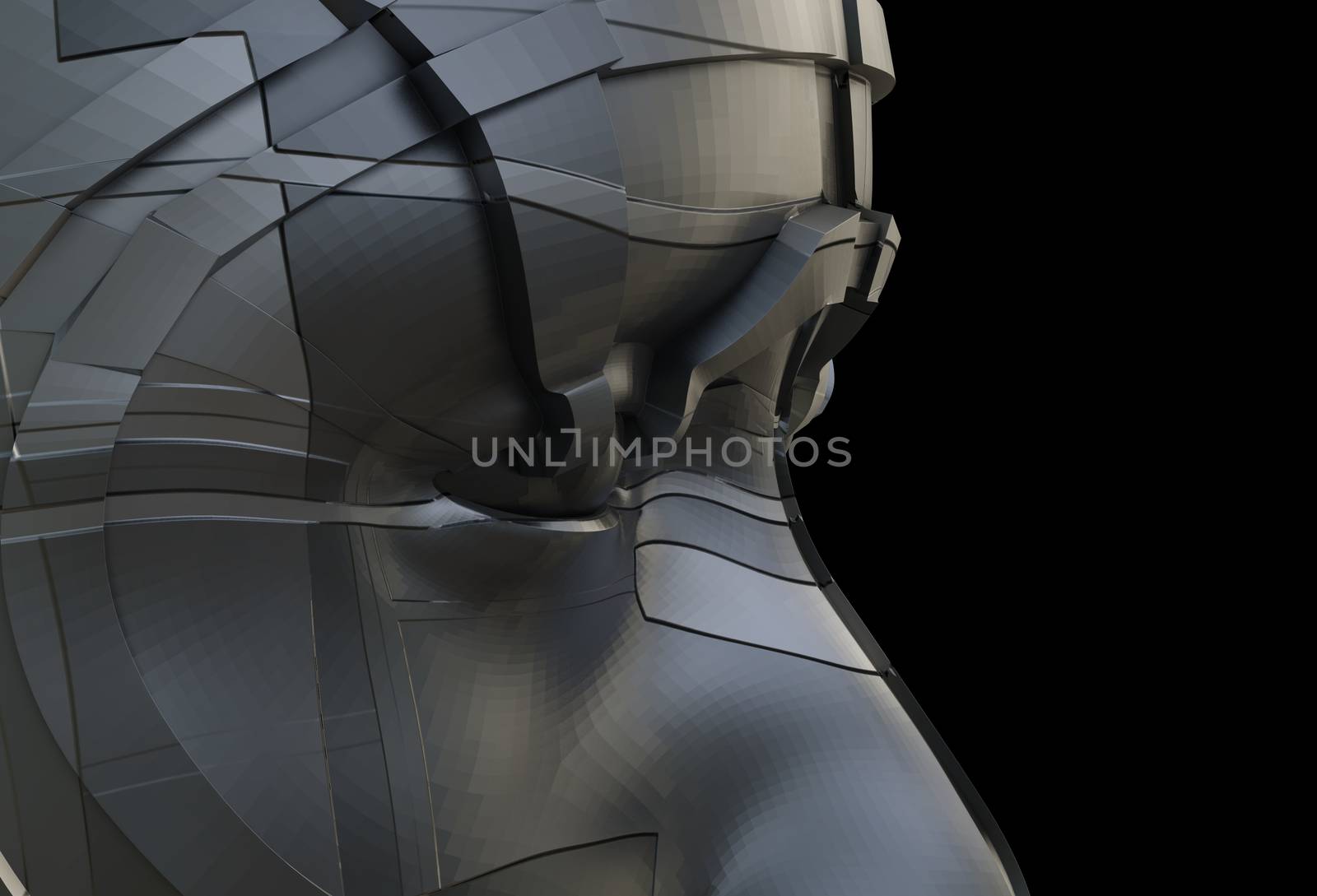 Futuristic robot of dark color with luminous parts by cherezoff