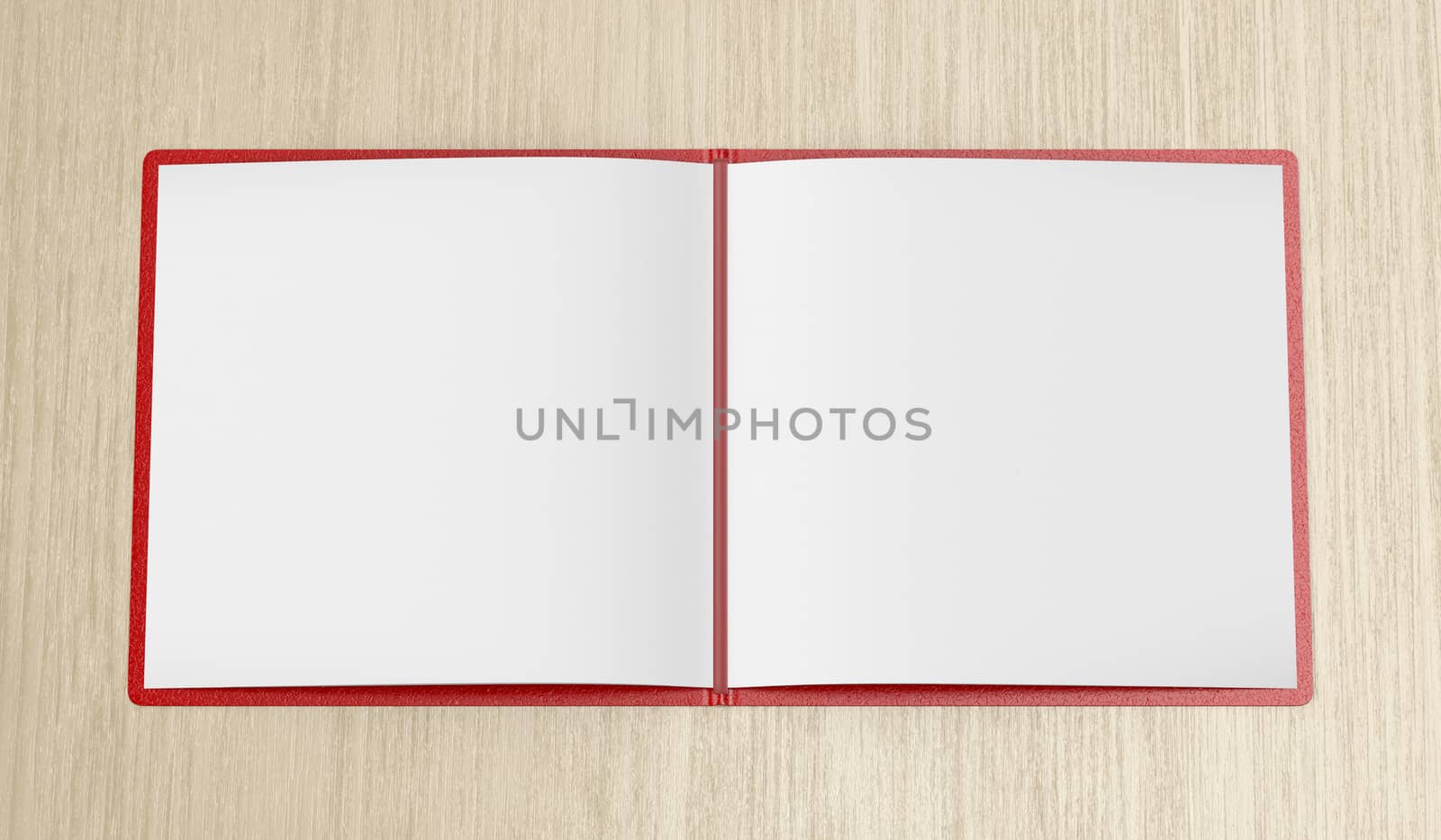 Blank menu on wood table, top view