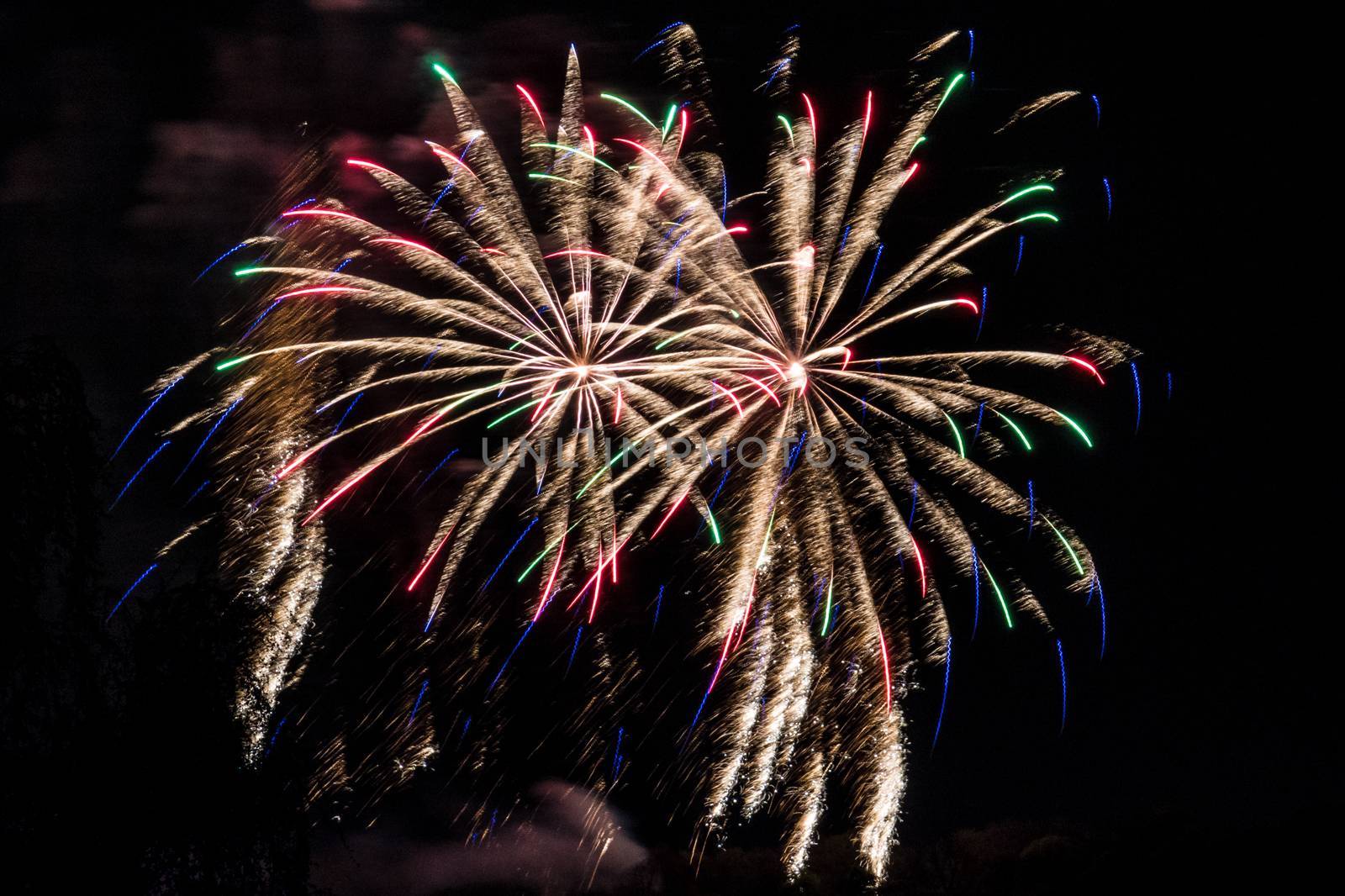Firework fireworks celebration red blue green peaks by MXW_Stock