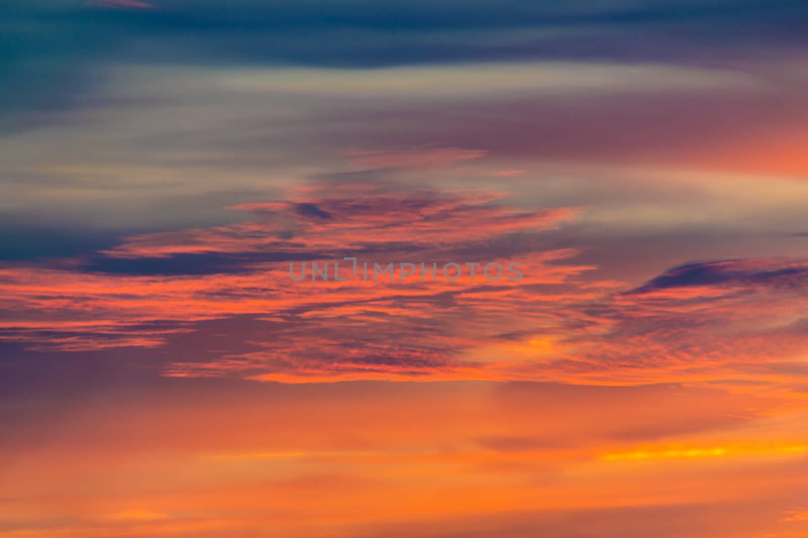 Blue red orange yellow sky sunset sunrise clouds