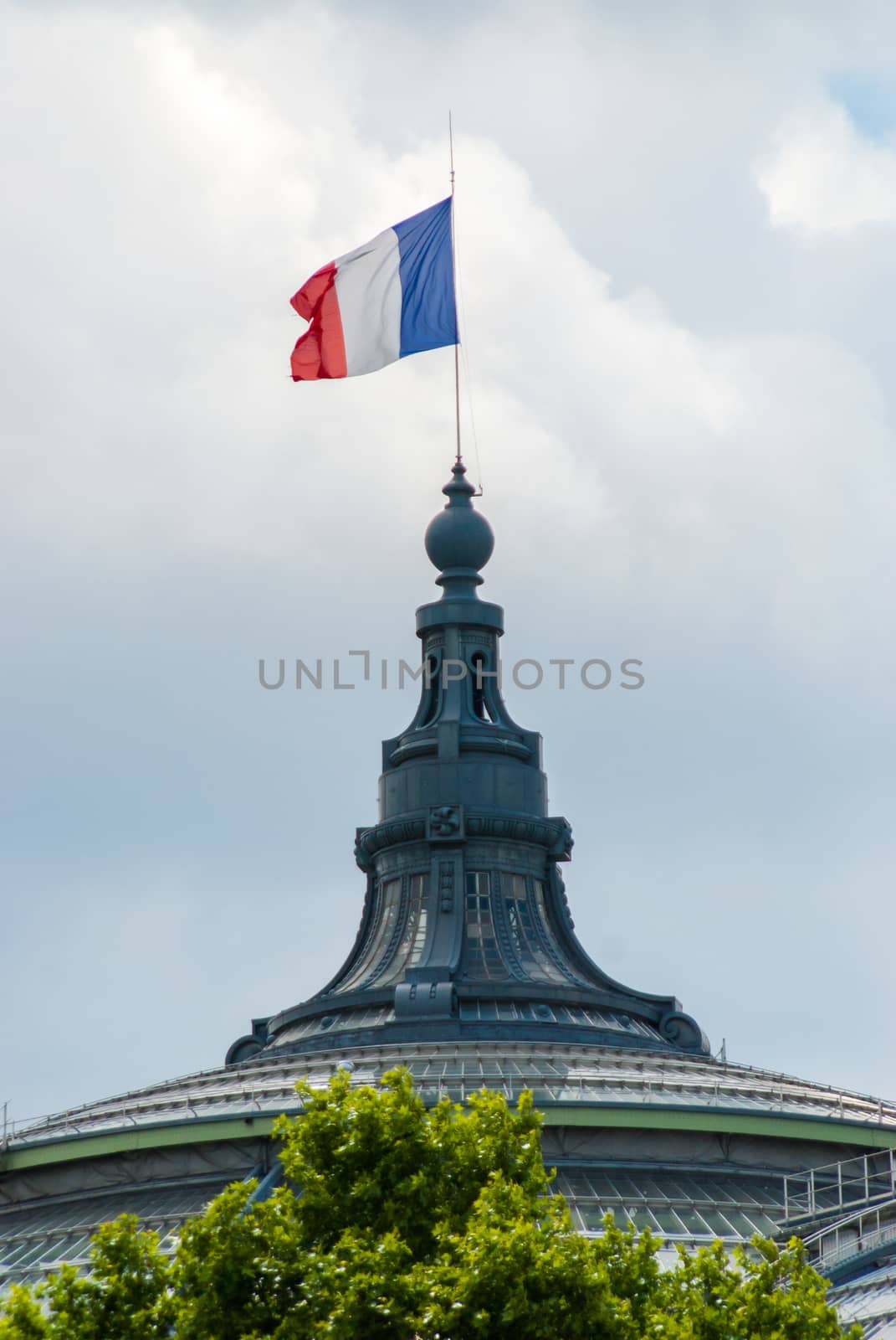 French flag in Paris red white blue on Grand Palais by MXW_Stock