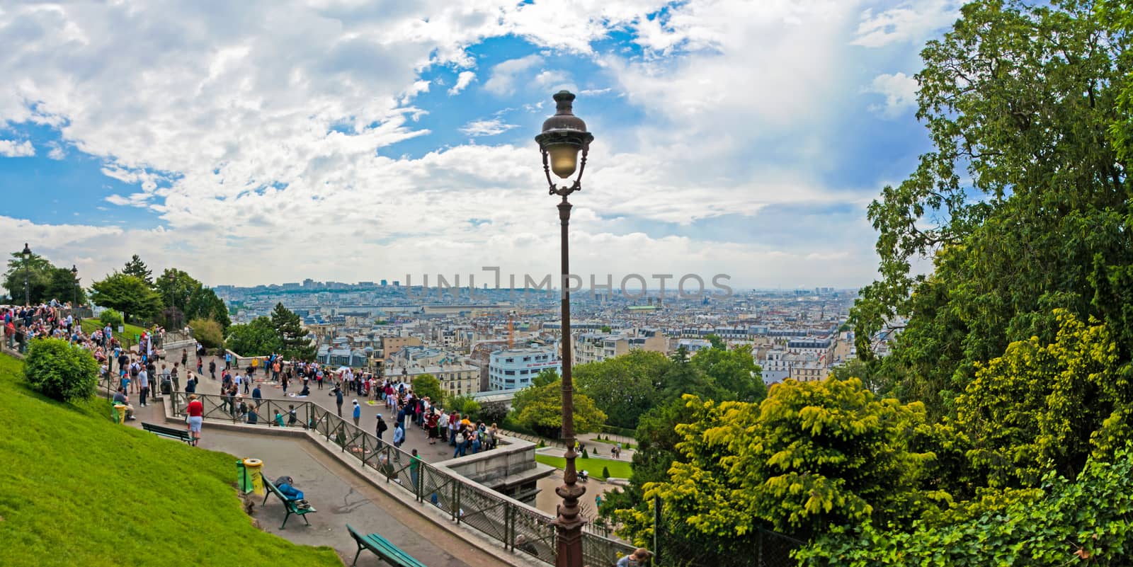 Panorama view from the hill of sacre coeur summer paris by MXW_Stock