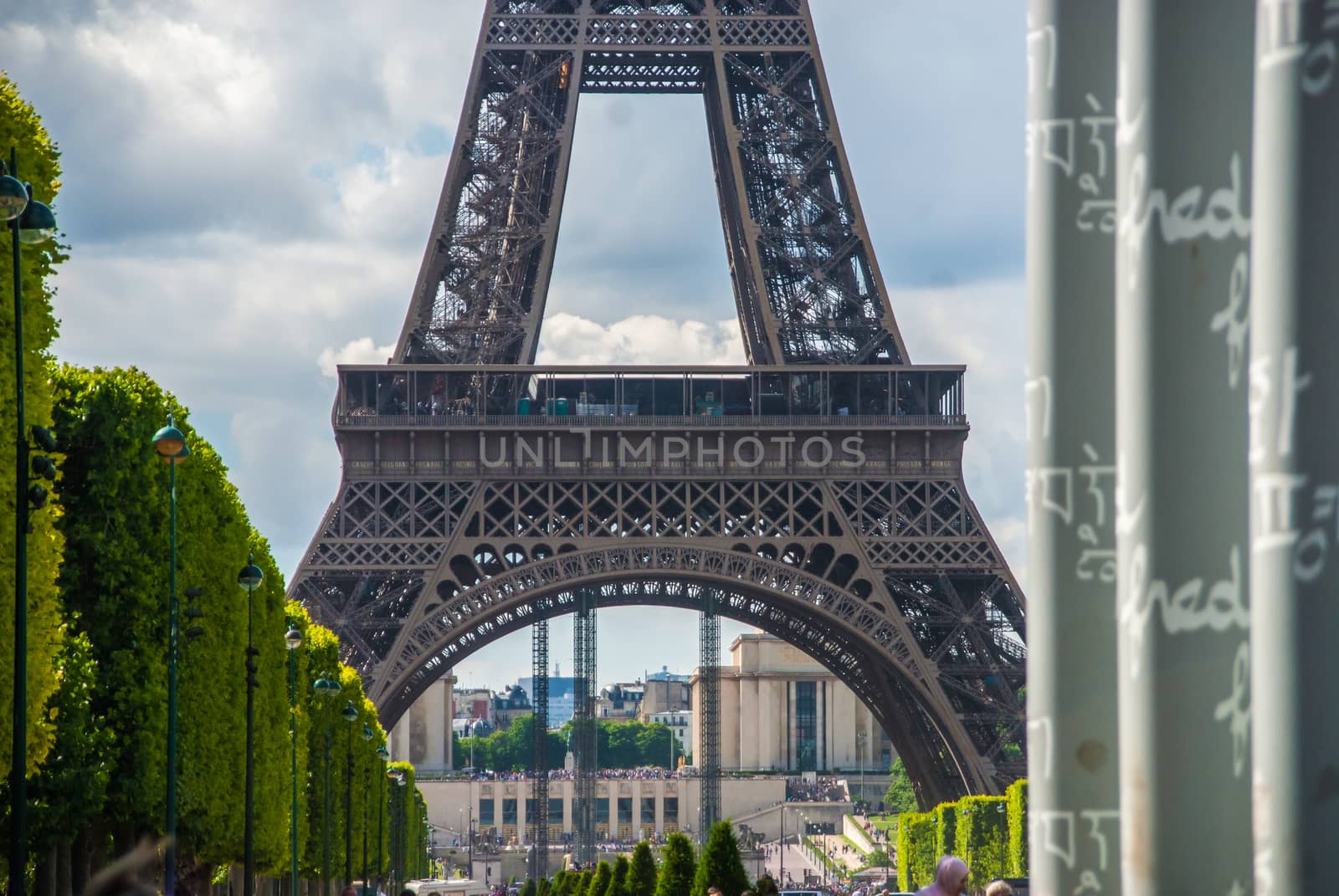 Park in front of Eiffel Tower Tour Eiffel blue sky by MXW_Stock