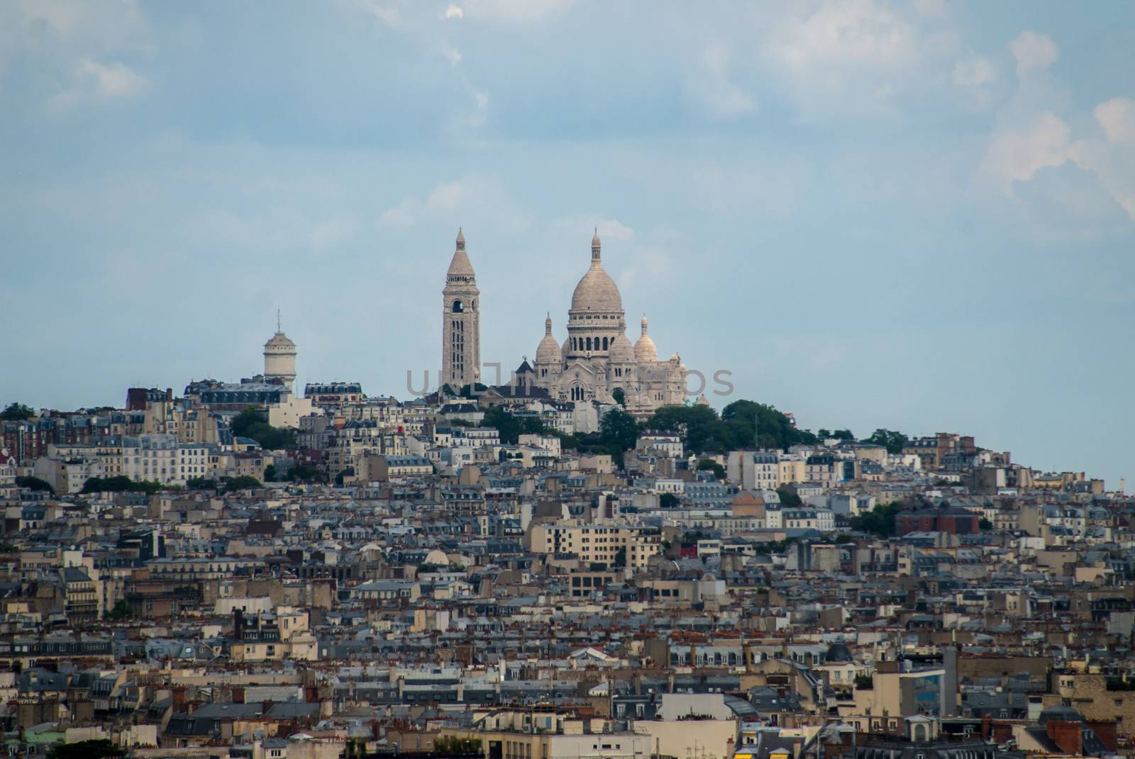 Town of Paris around Sacre Coeur on top of the hill