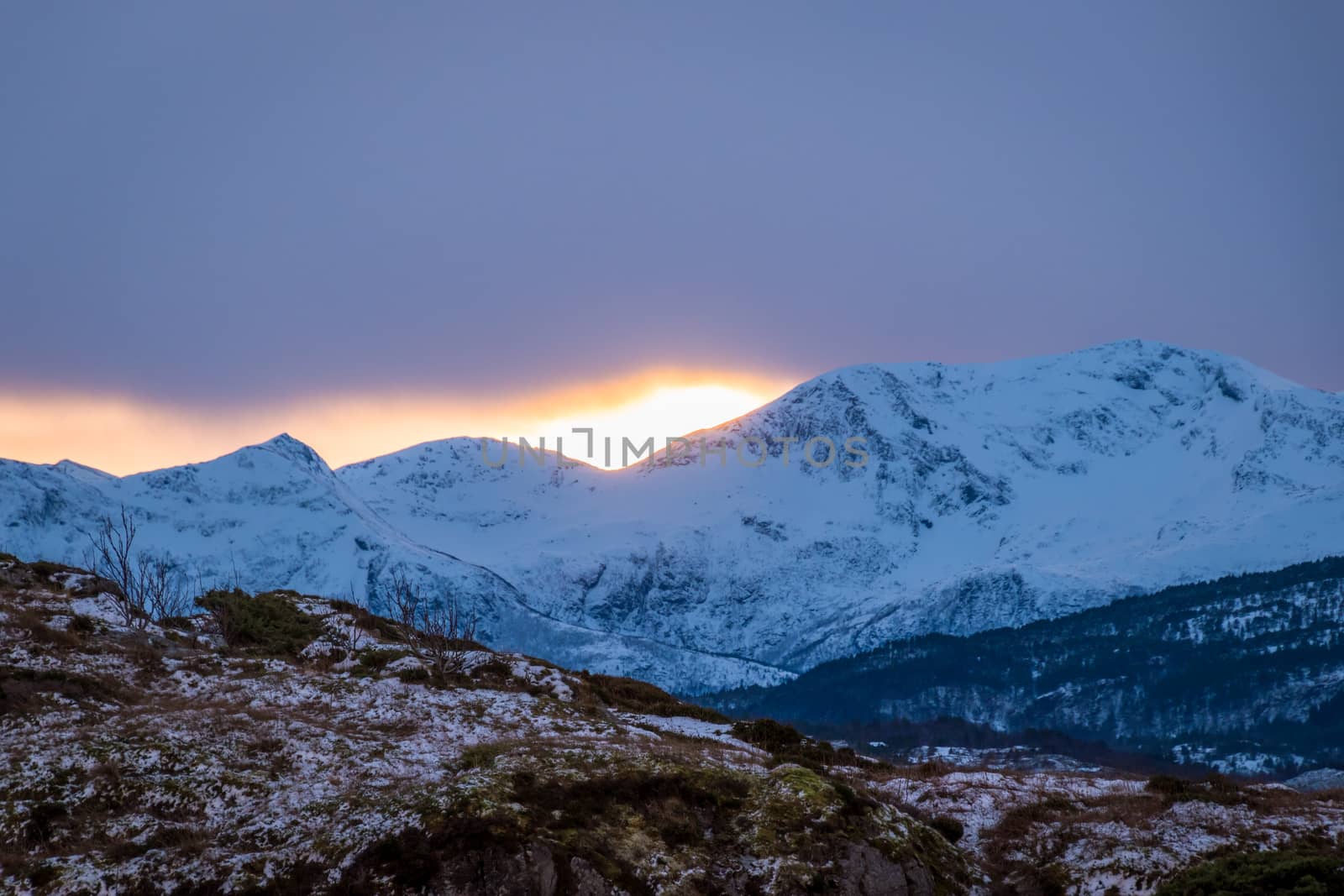 Landscape Atlantic Ocean Road winter sunset