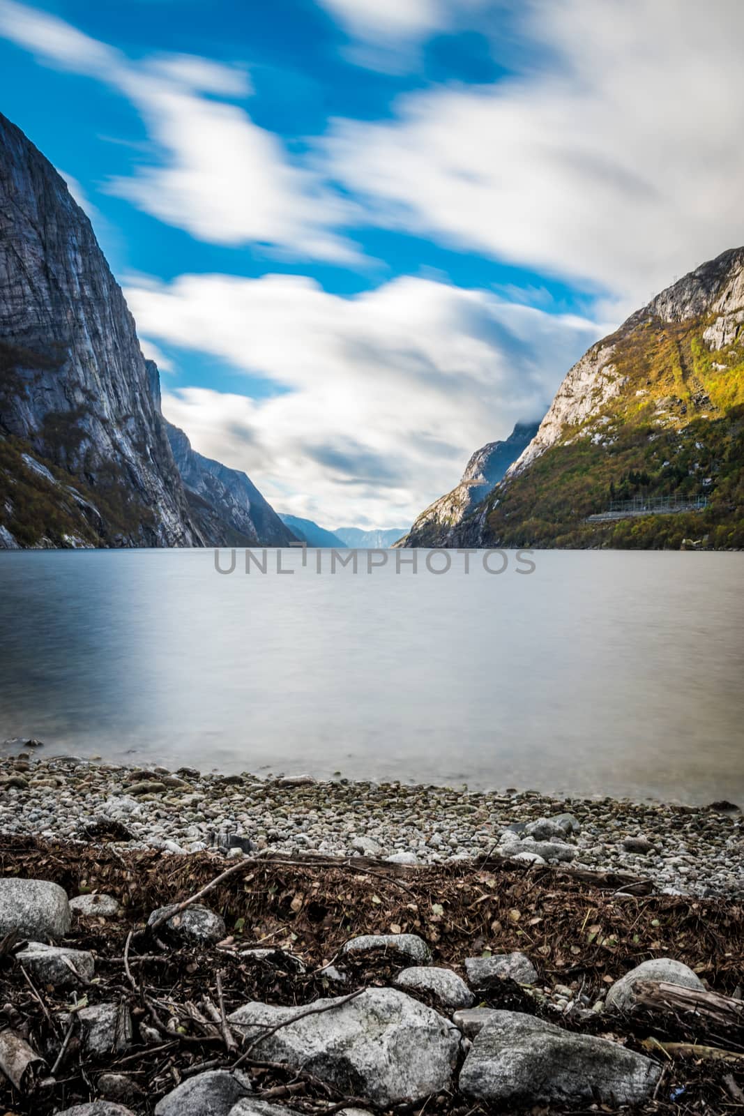 Lysefjord fjord Norway long exposure coast line by MXW_Stock