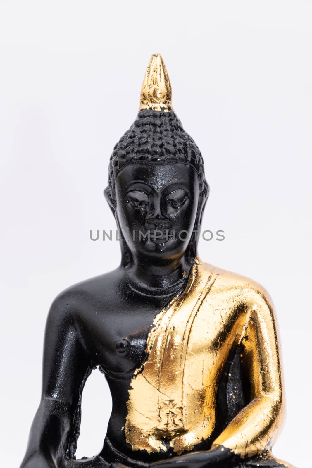 Black marble and golden buddha statue coated in golden by MXW_Stock