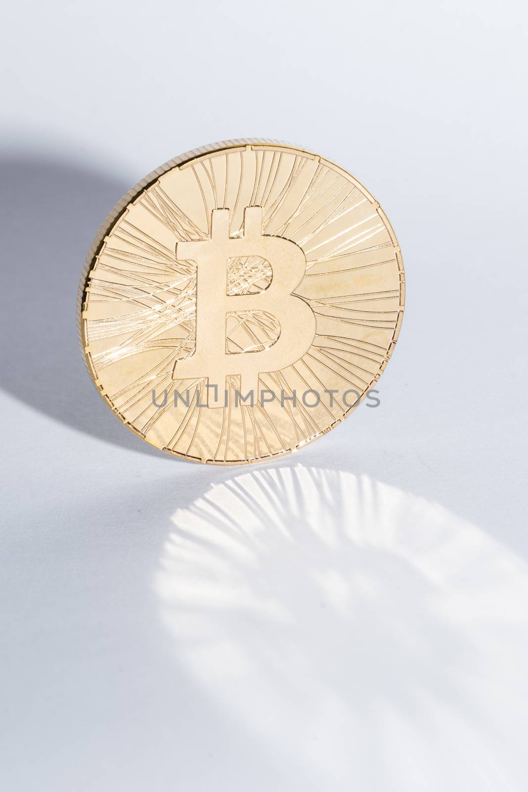 Bitcoin krypto currency golden coin symbolic money with bitcoin sign