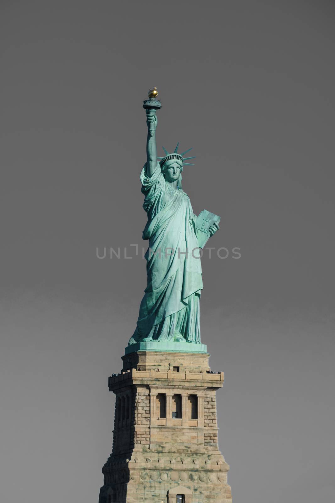 Statue of Liberty at perfect weather conditions blue sky copper by MXW_Stock