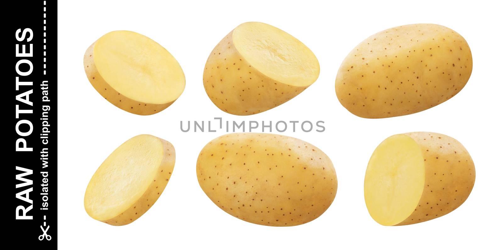 Raw potato isolated on white background with clipping path by xamtiw